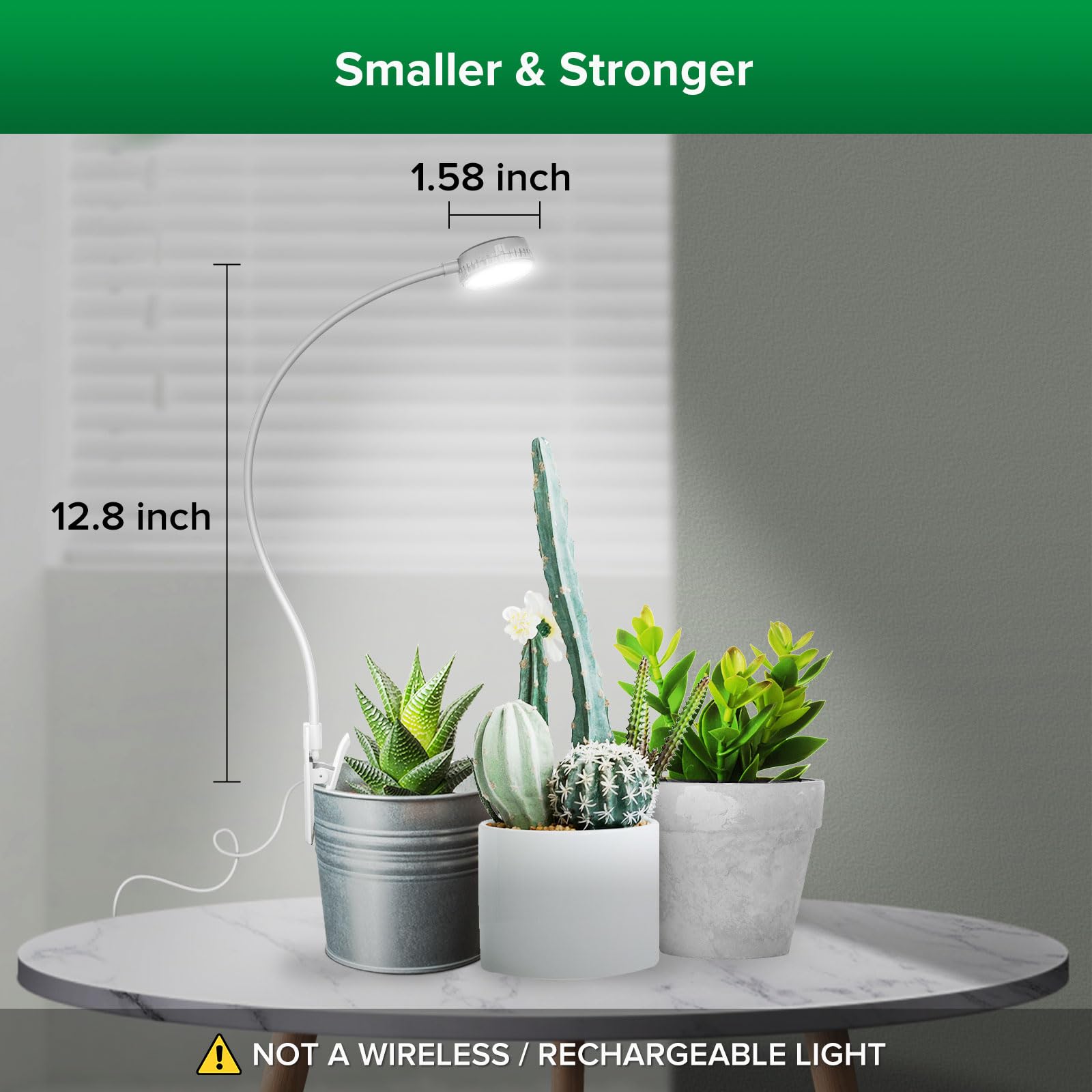 SANSI Grow Lights for Indoor Plants, Full Spectrum LED, 1-Pack, White, 4-Level Dimmable, Auto Timer, Model C23ZW013-T0005A27
