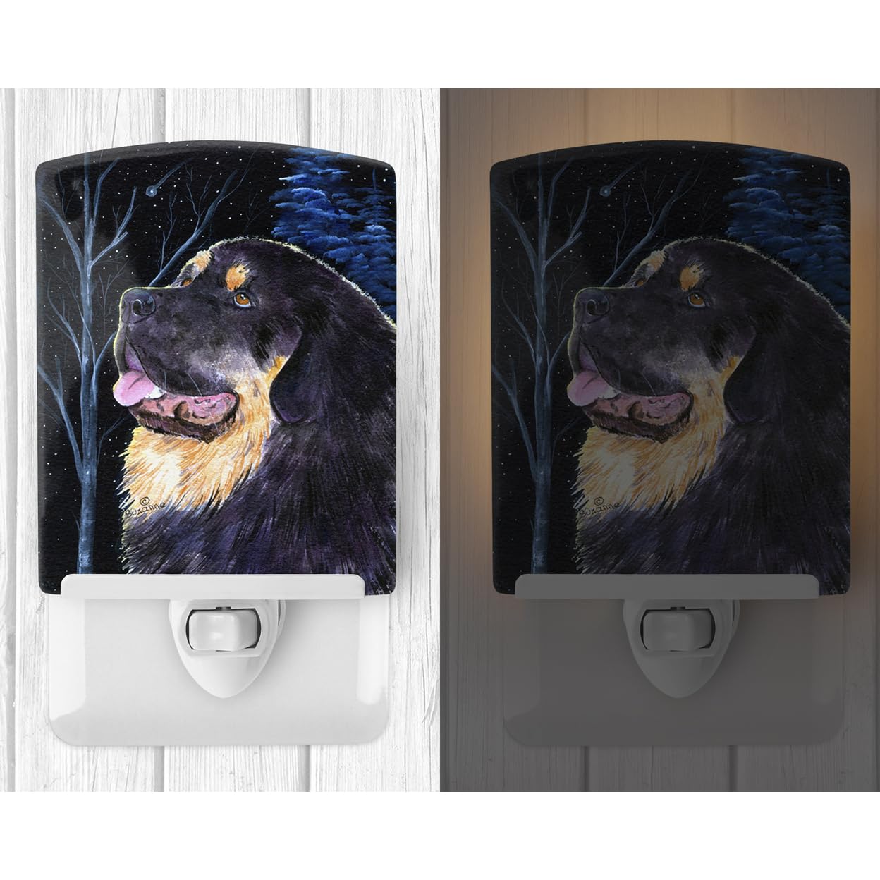 Carolines Treasures Ceramic Night Light, Starry Night Tibetan Mastiff, UL-Certified, 6x4x3in, Multicolor, Model SS8552CNL