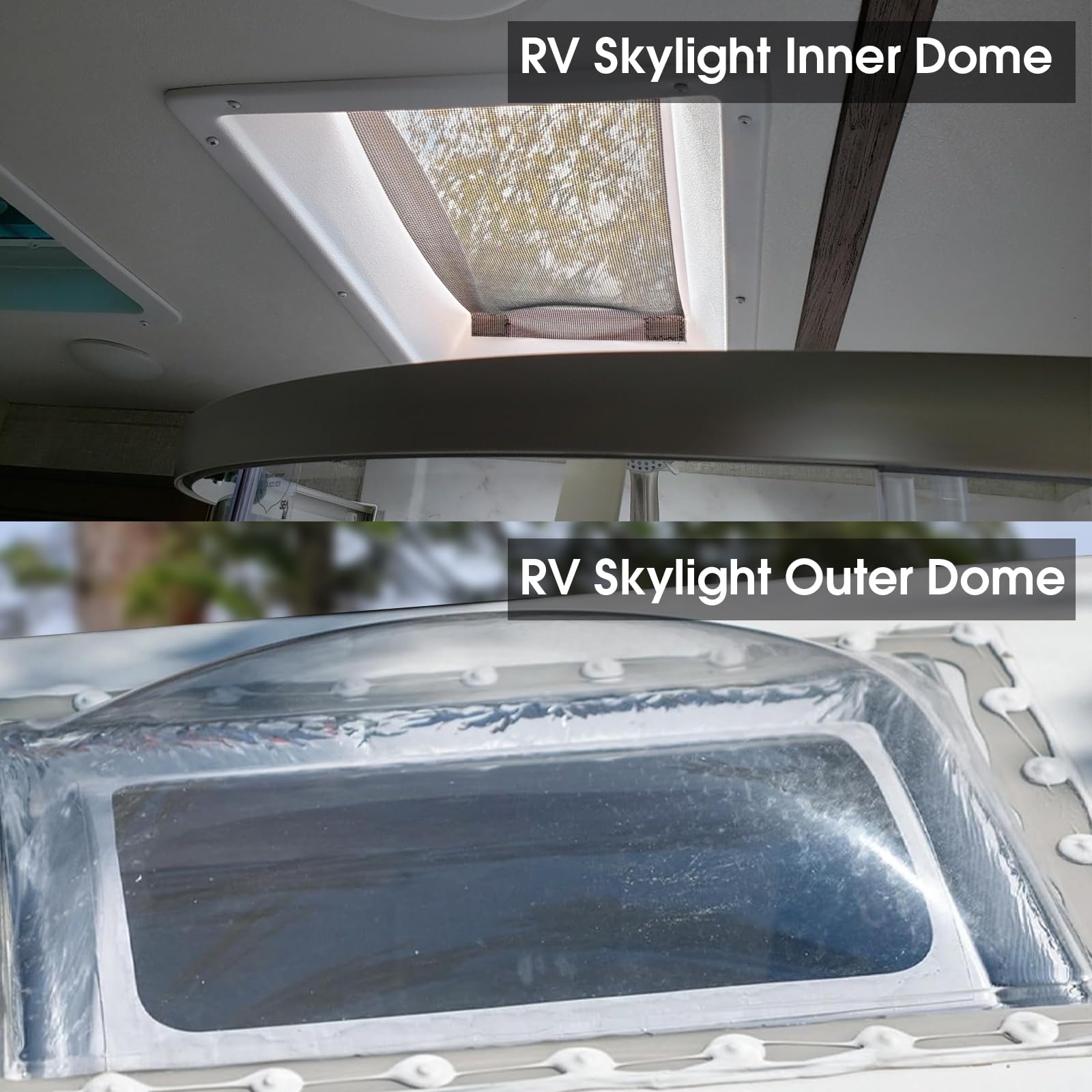 Rv Skylight Replacement Bundle,18'' X 26'' Outer Dome Skylight Fits 14'' X 22'' Openings,Rv Shower Skylight For Camper Trailer F