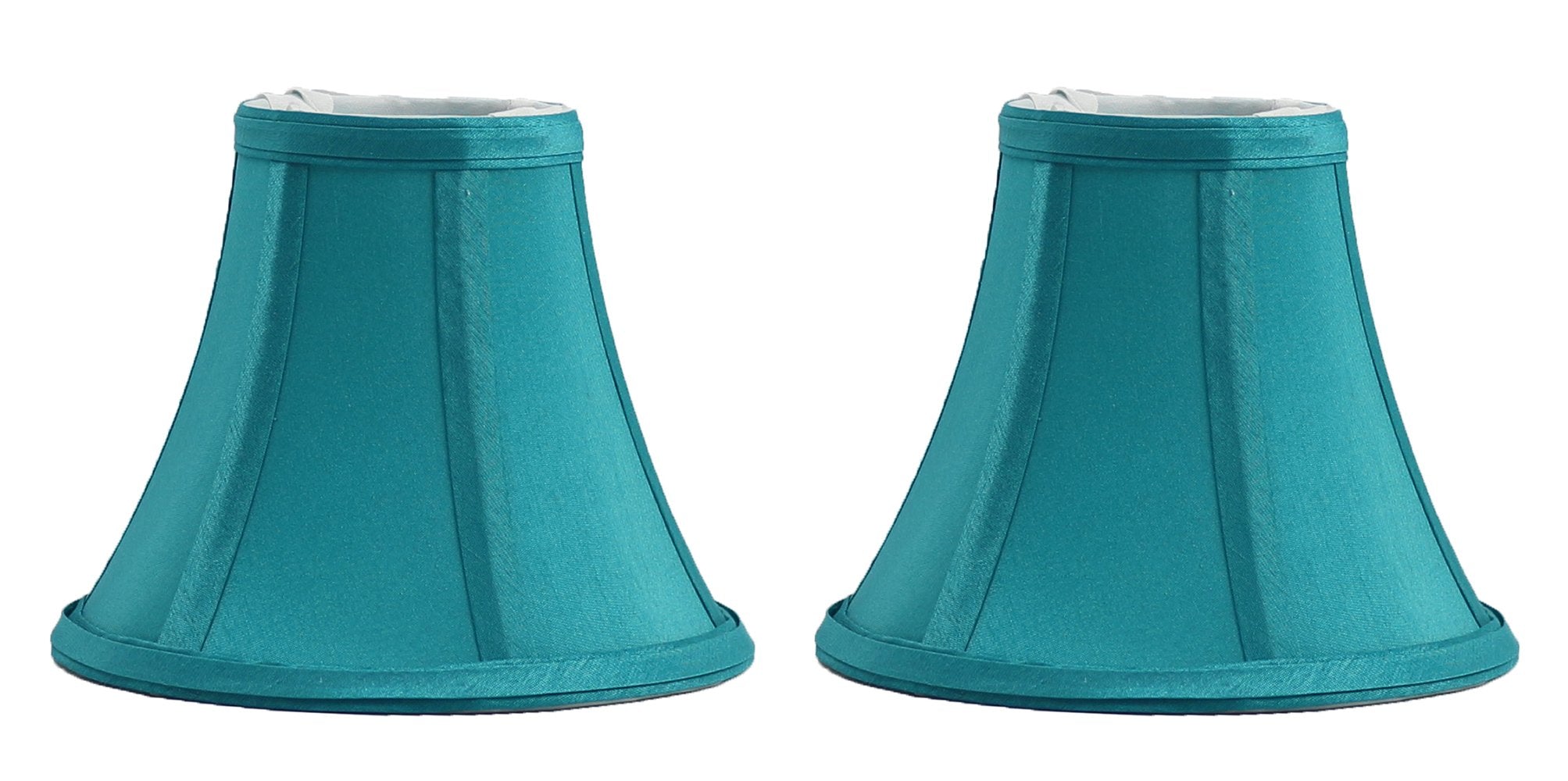 Urbanest Teal Silk Bell Chandelier Lamp Shades, Set of 2, Clip-on, 3-inch x 6-inch x 5-inch