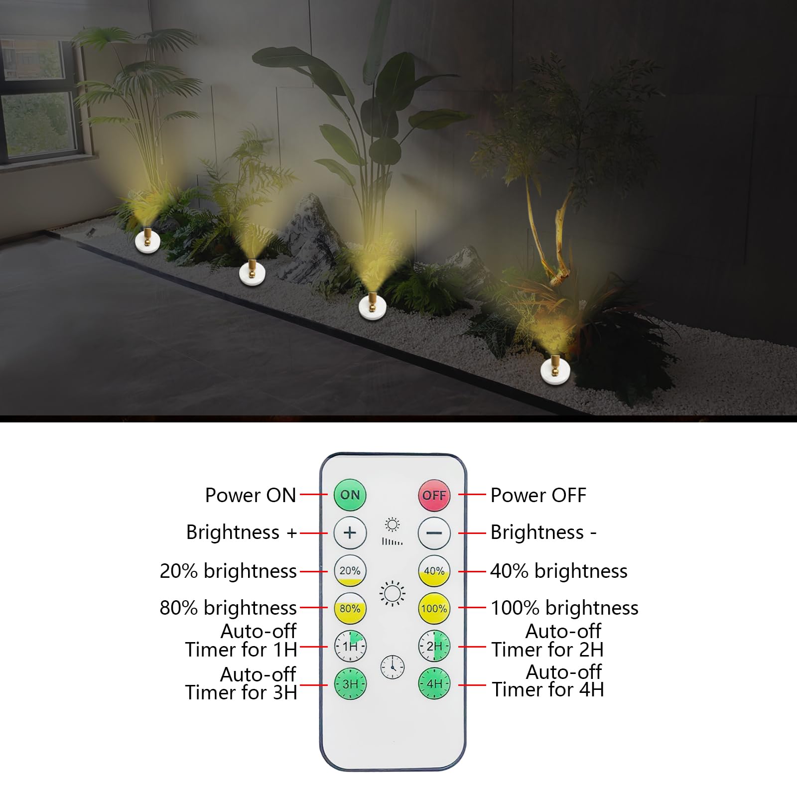 Hamvidne Led Spotlight Indoor, Battery Operated Spotlights With Remote, Up Lights For Plants, Dimmable Tree Spotlight, Picture L