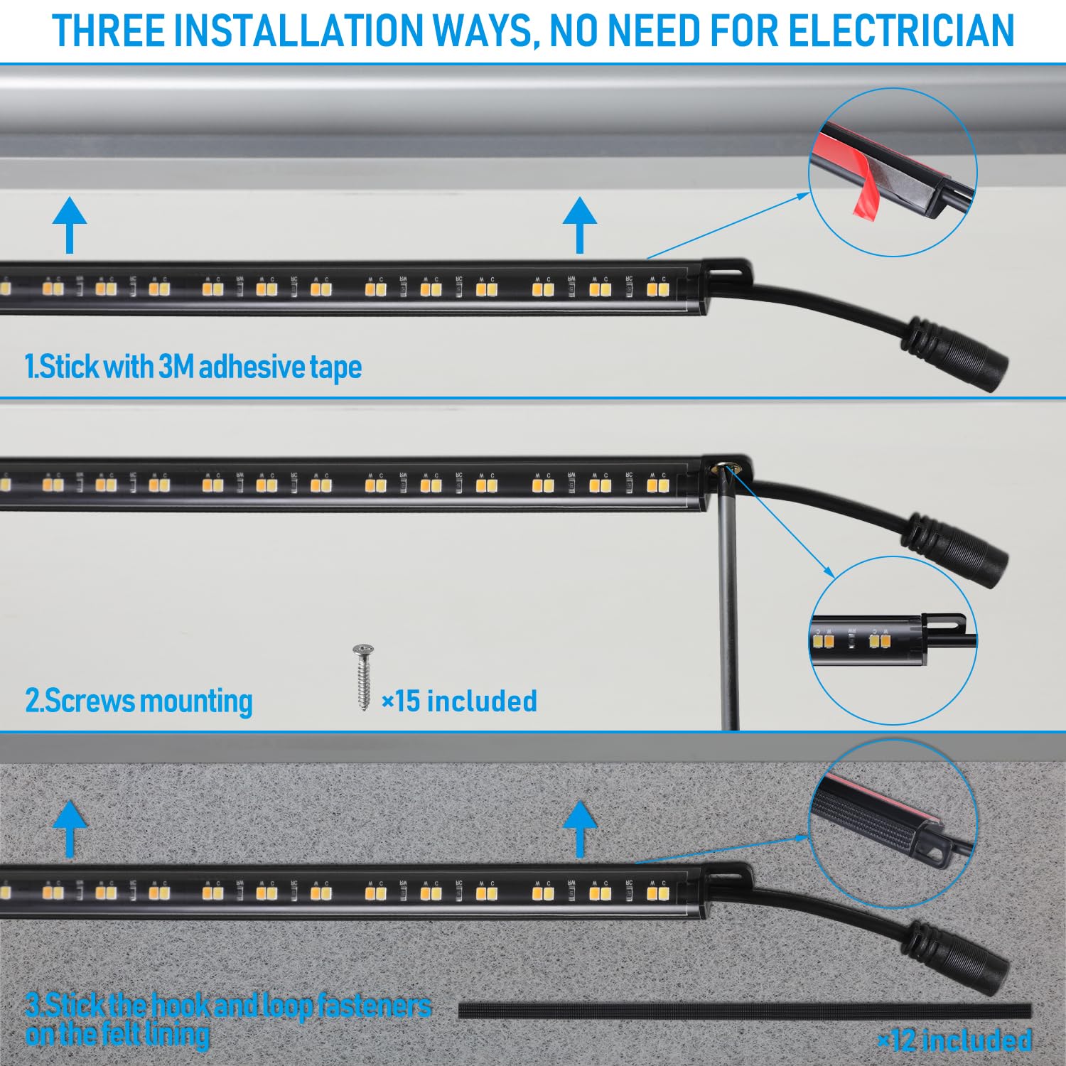 TORCHSTAR LED Lighting Kit, Dimmable 12-Inch Linkable Light Bars, 5CCT, 900LM for Under Cabinet, Model A-74642