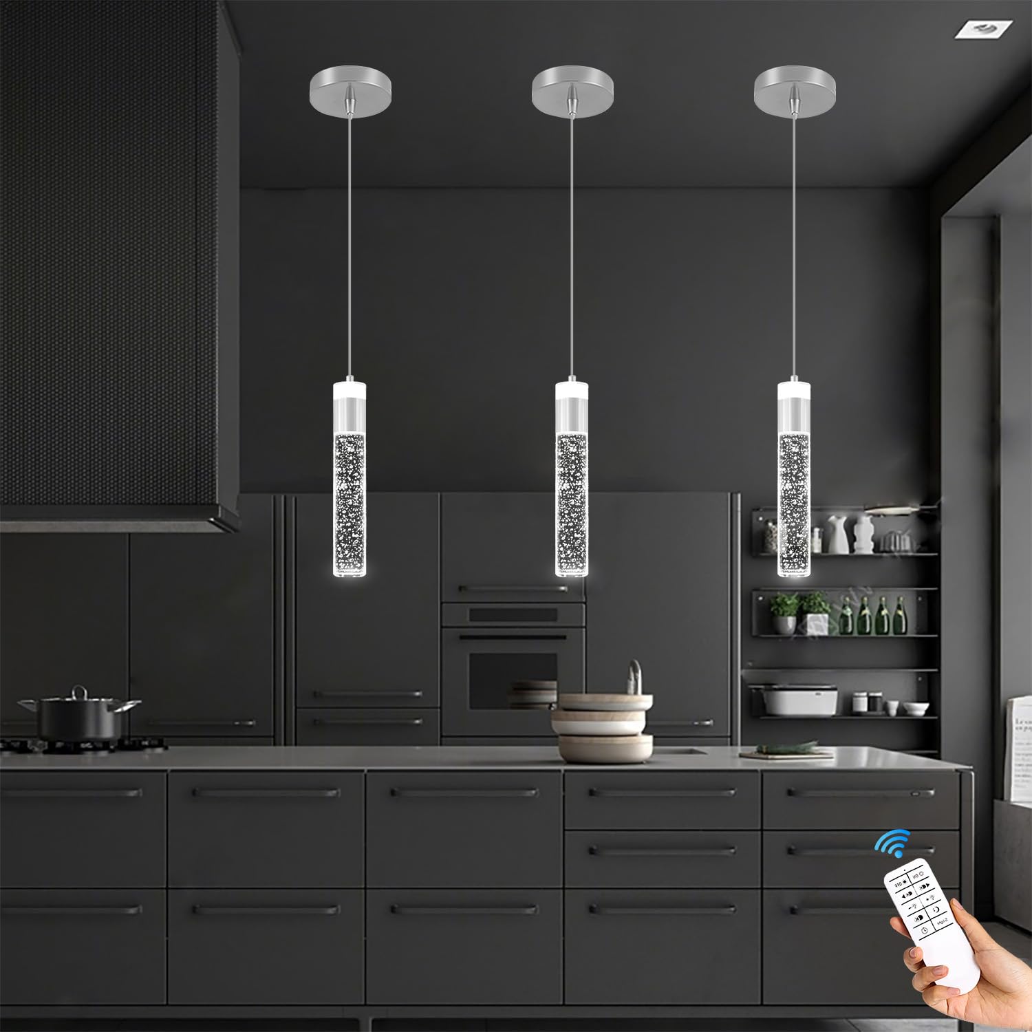 Idequy 16-Light Silver Modern Crystal Raindrop Chandelier For Foyer Stair Well Entrance 118'' Long Crystal Bubble Column Chandel