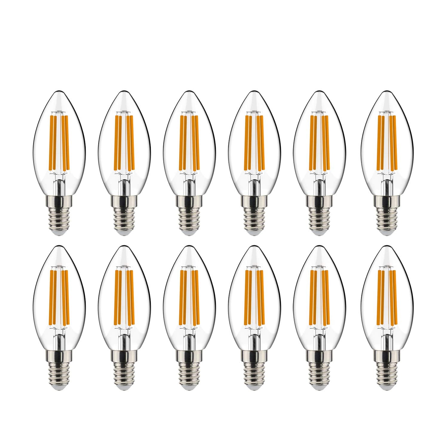 helloify BA11 Dimmable Vintage LED Edison Bulb, 60W Equivalent, 2700K Warm White, Clear Glass, E12 Base, 12 Pack