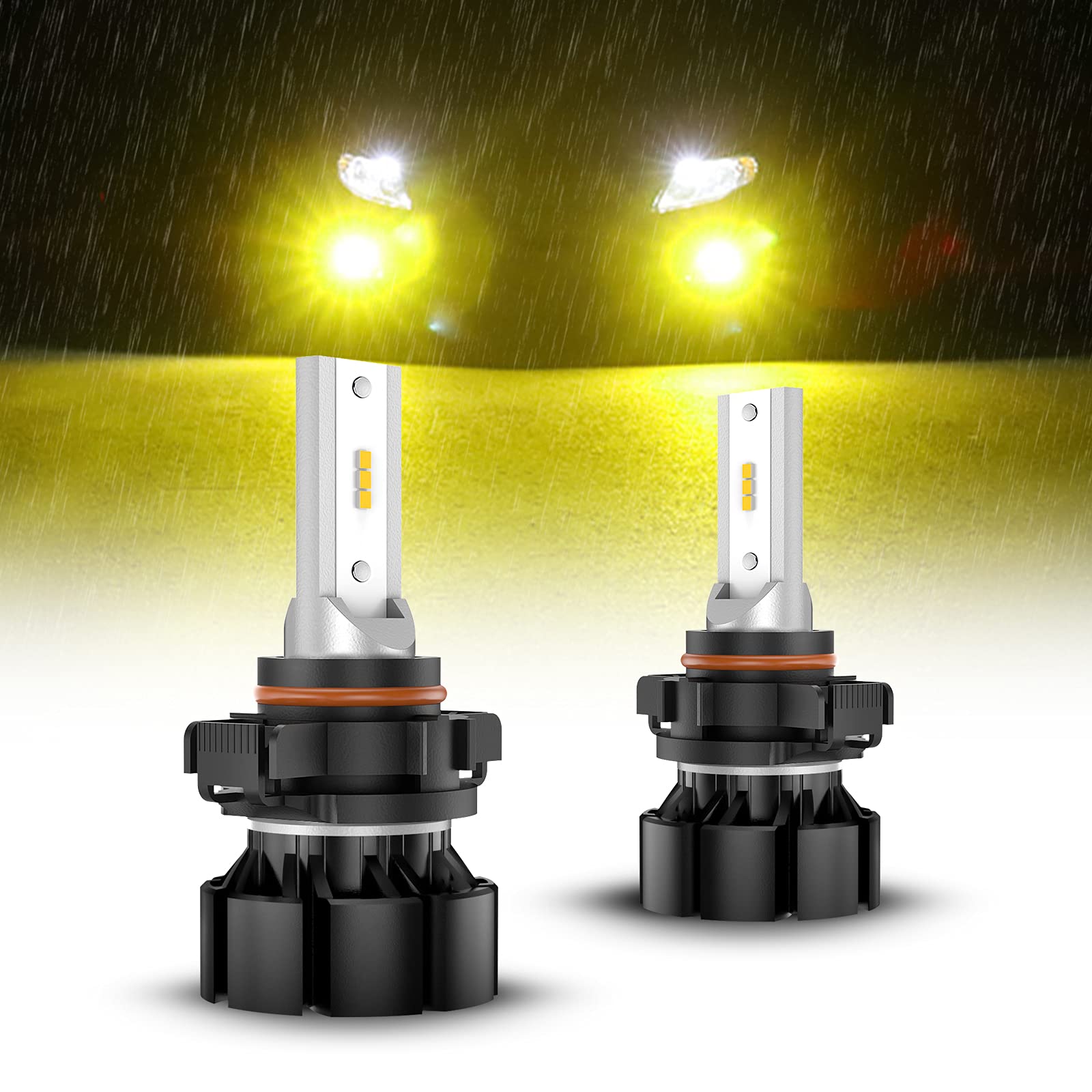 Sealight 5202 Led Fog Light Bulbs, 3000K Yellow 4000 Lumens 11W High Power,5202 5201 Ps19W Ps24W Led Fog Light Drl Bulbs Replacement For Cars,Trucks(Pack Of 2)