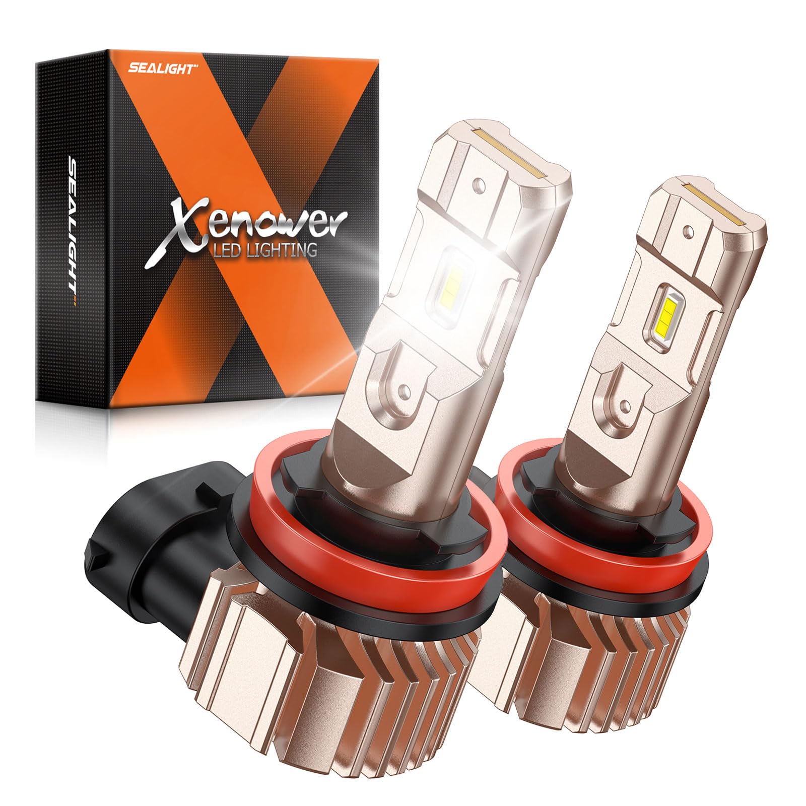 SEALIGHT H11 LED Fog Light Bulbs or DRL  14000LM 600% Brightness 50000 Hours Lifespan H11 H16 H8 H9 Fog Lights LED Bulb  6500K Cool White Strong Penetration  Play and Plug  Pack of 2