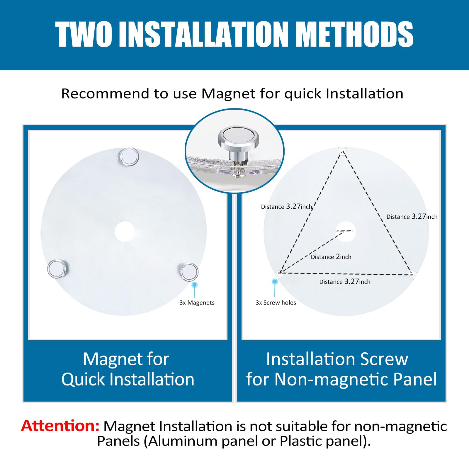 senroyal 4" LED Ceiling Fan Light Kit, 18W 2000LM, Dimmable, Warm White 3000K, Model 68003, Aluminum