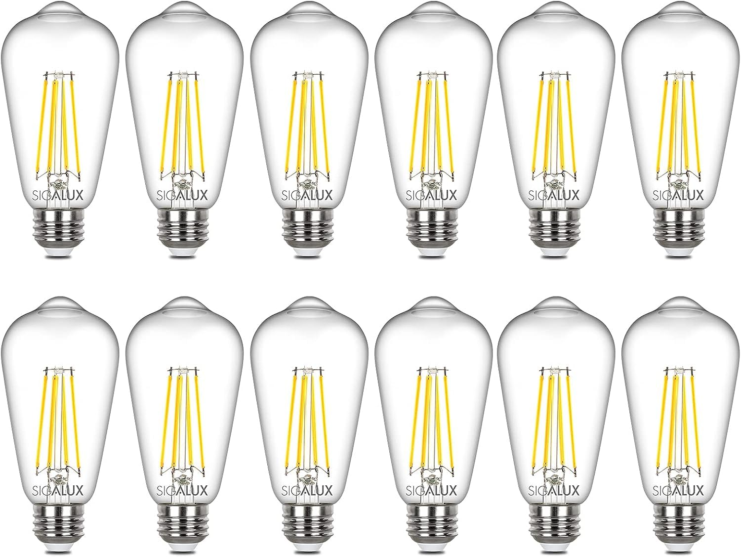 Sigalux E26 LED Bulb ST58 Vintage Light Bulbs 60W Equivalent 700LM Daylight White 5000K 12 Count