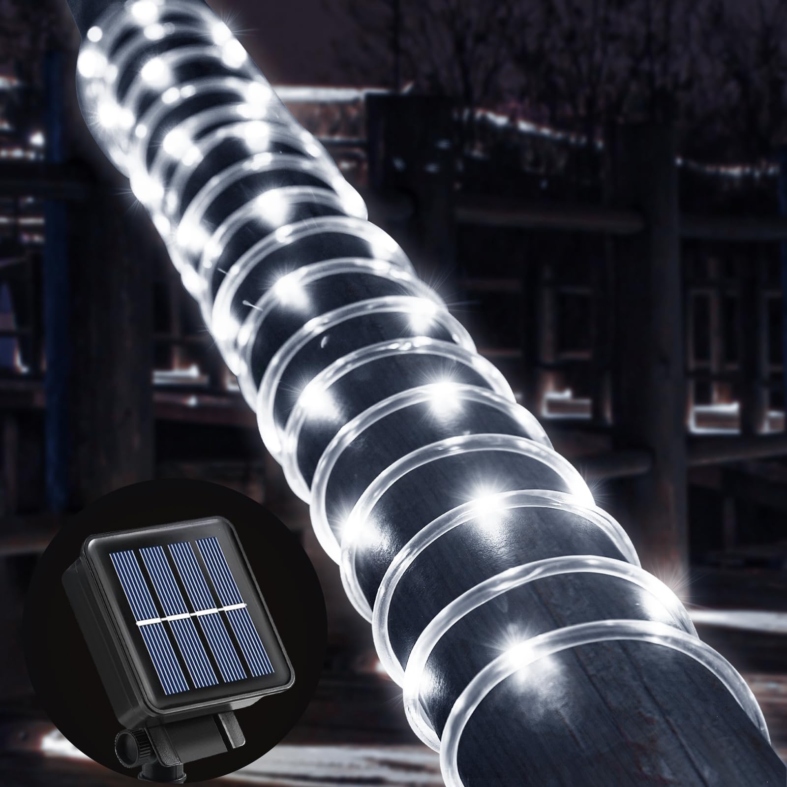 Ariceleo Solar String Lights, 100 LED, Cool White, 33 Ft, PVC Tube, 4 Pack, 8 Modes, Waterproof for Outdoor Use