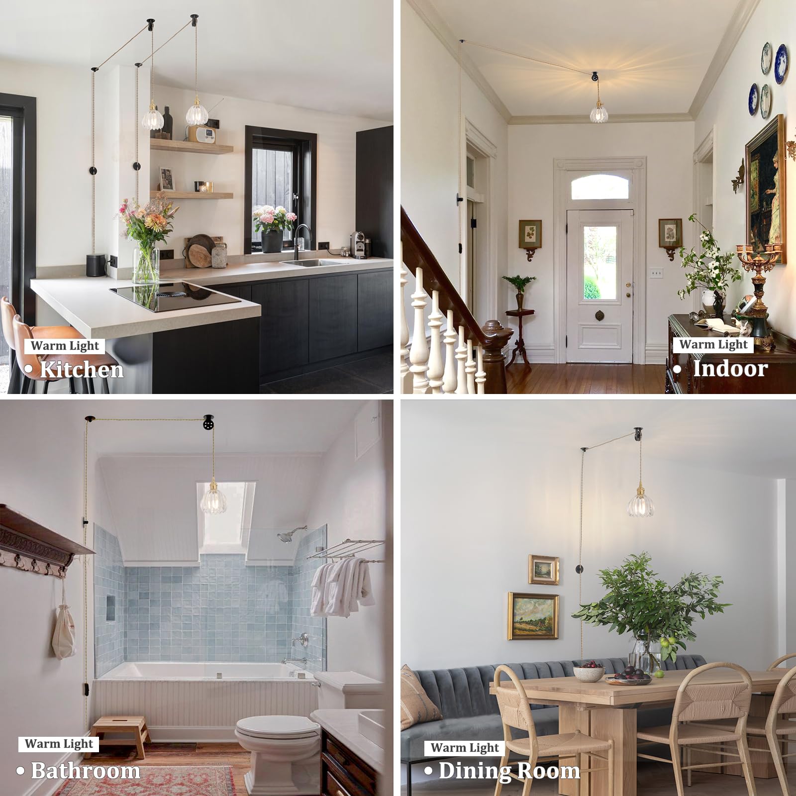 Shenmoyl Mini Plug In Pendant Light Hanging Light Fixture Corded On/Off Switch Brass Pendant Light With Clear Tulip Glass Lampsh