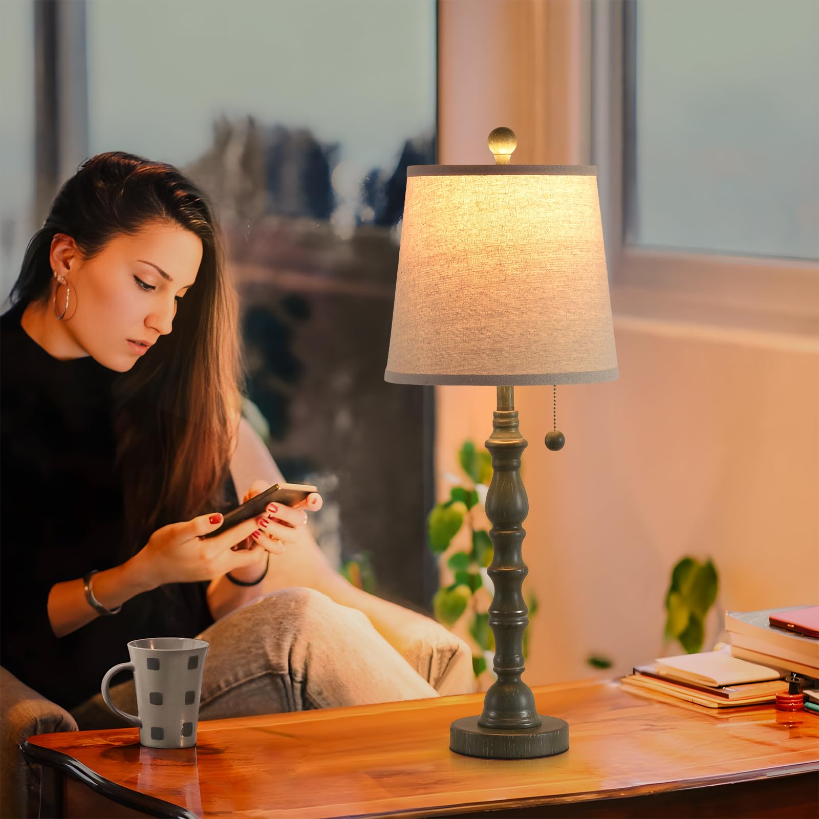 Lamps Set Of 2 Modern Farmhouse Table Lamp Bedside Reading Lights Living Room End Tables Set Lamps For Night Stands Bedroom Nigh