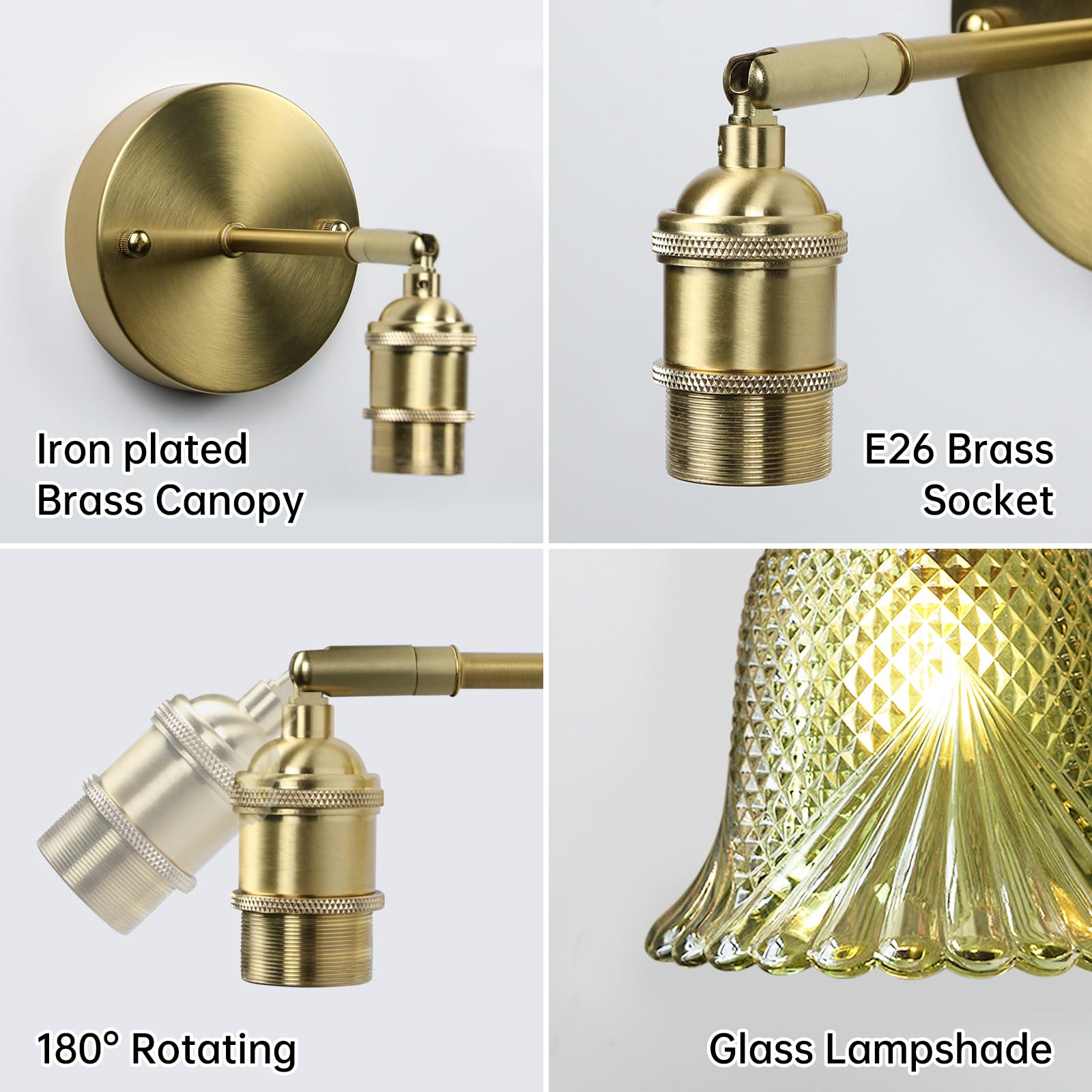 GEEZO Vintage Battery Operated Wall Sconce, Rechargeable Light with Remote, Ripple Green, Polyester, Model GEEZO-Y-12, 1 Pack