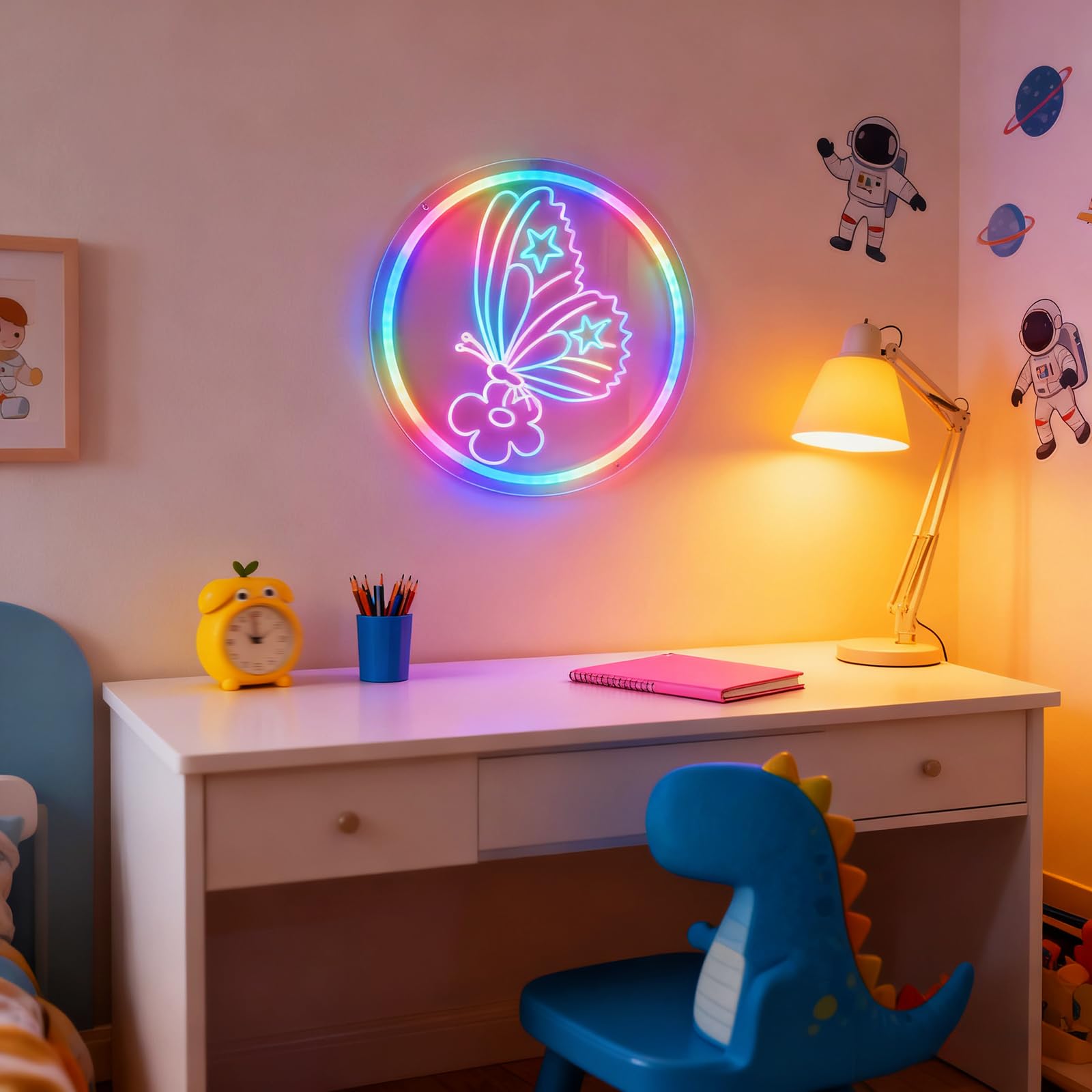 Butterfly Decorations Led Light - Single Color/Multi-Color Adjustable Neon Sign For Room Decor  13 X 13  Usb Powered Kids Bedroom Art  Unique Birthday Gifts For Girls Boys