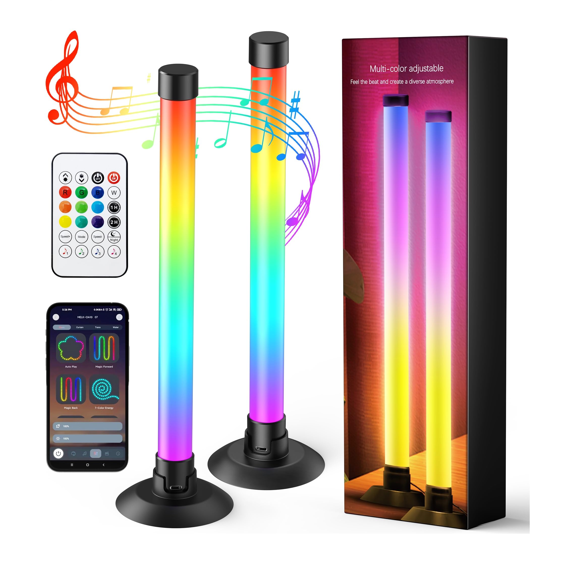 Ledagic Led Light Bar with Music Sync, Color Changing TV Backlight App & Remote Control, IC+RGB & W Smart RGB Light Bar, USB Pow