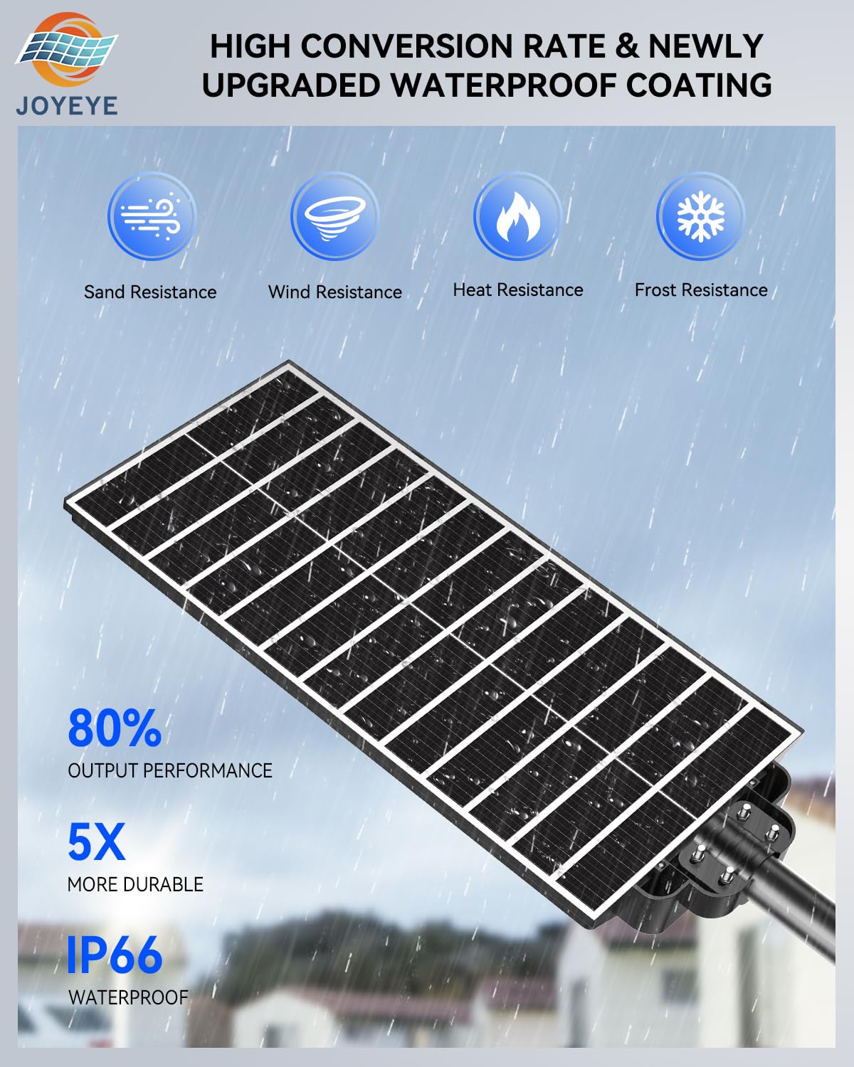 Joyeye 7000W Solar Street Lights Outdoor: Commercial Solar Parking Lot Lights With Motion Sensor And Remote Control, Ip66 Waterp