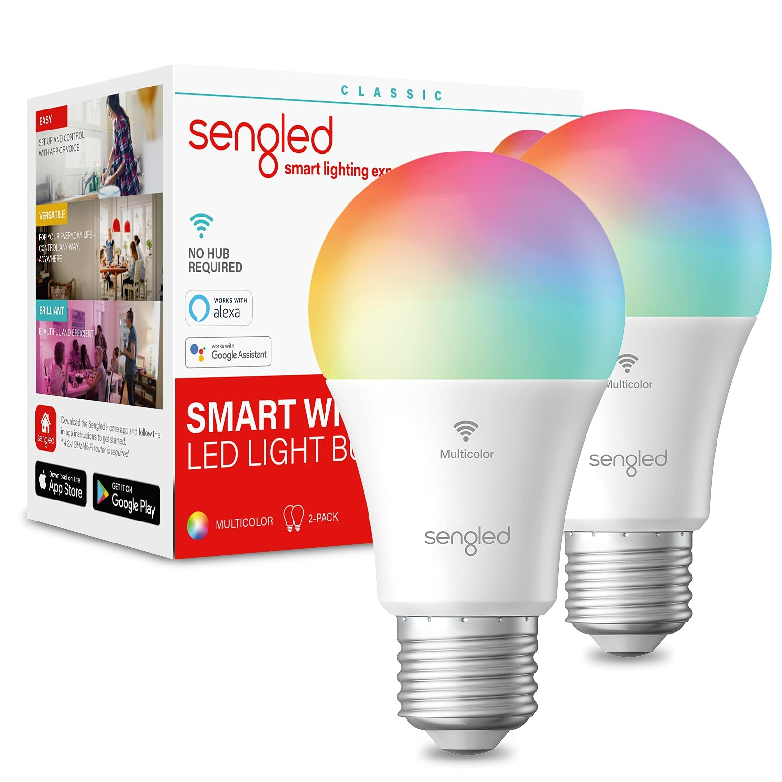 Sengled Smart WiFi Light Bulbs That Work with Alexa & Google Home, No Hub Required, LED Light Bulb A19 Soft White Light (2700K),
