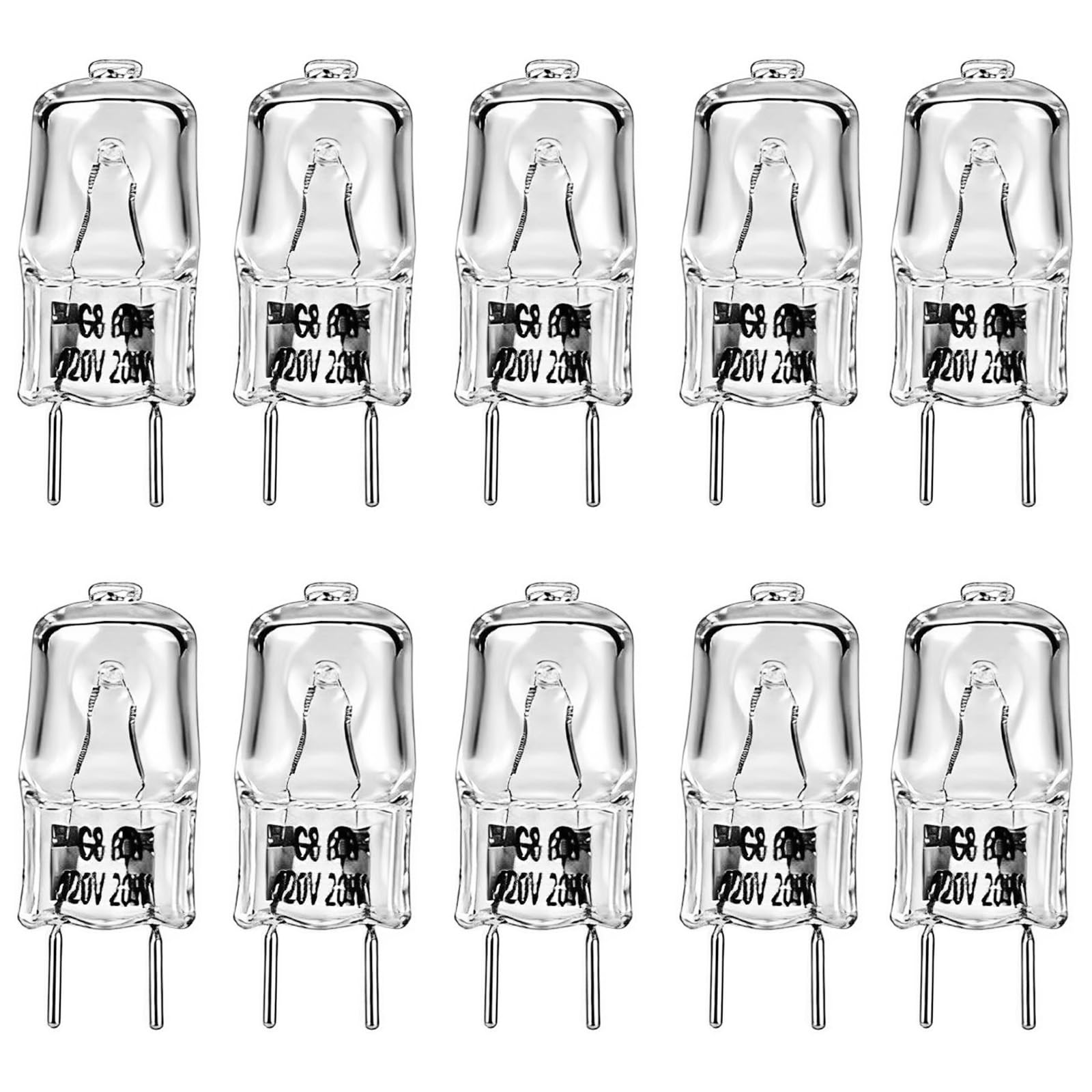 G8 Halogen Bulb 20W 120V Dimmable G8 Bi-Pin Base T4 JCD Type 2700K Warm White G8 Bulb for Under Cabinet Puck Lighting Microwave 