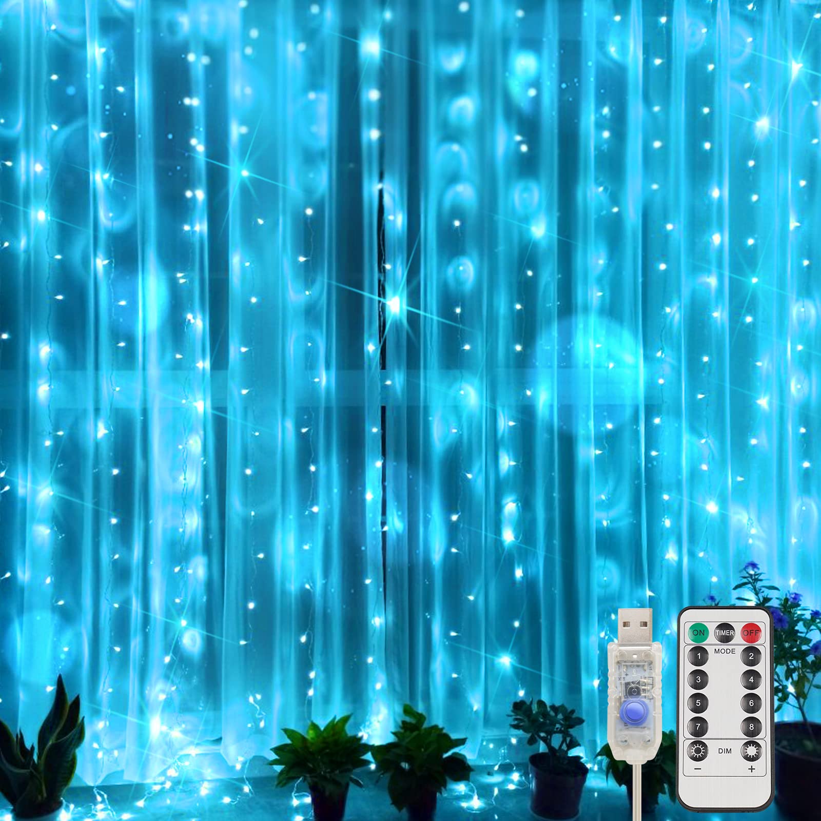 suddus Curtain Lights for Bedroom, 200 Led 6.5ft x 6.5ft Hanging String Lights Outdoor, Fairy Curtain Lights for Backdrop, Windo