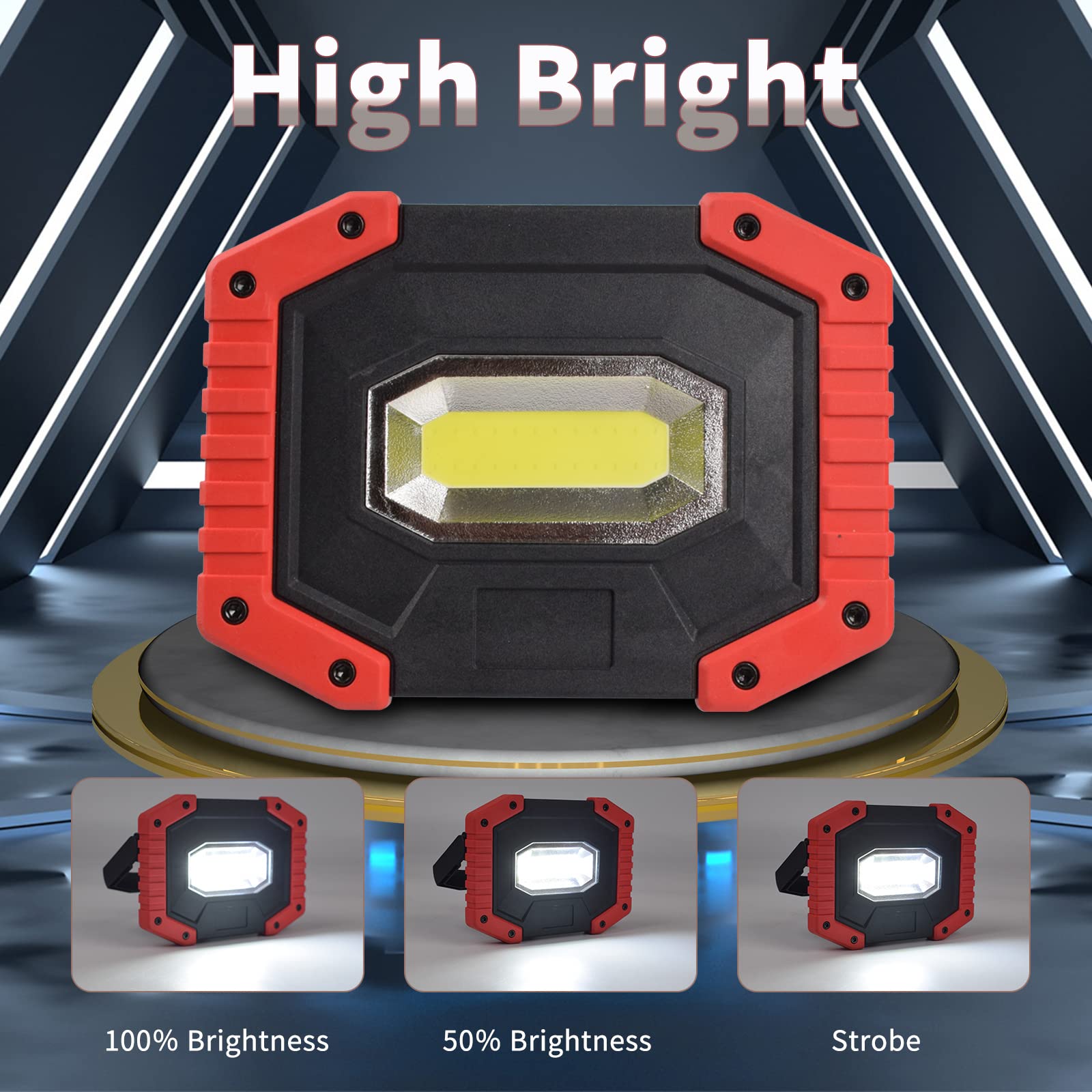 Otyty Work Light Rechargeable, Led Work Light Portable Flood Lights Magnetic Led Light For Outdoor Camping Hiking Emergency Car Repairing Job Site Lighting 2 Pack (W841 Red)