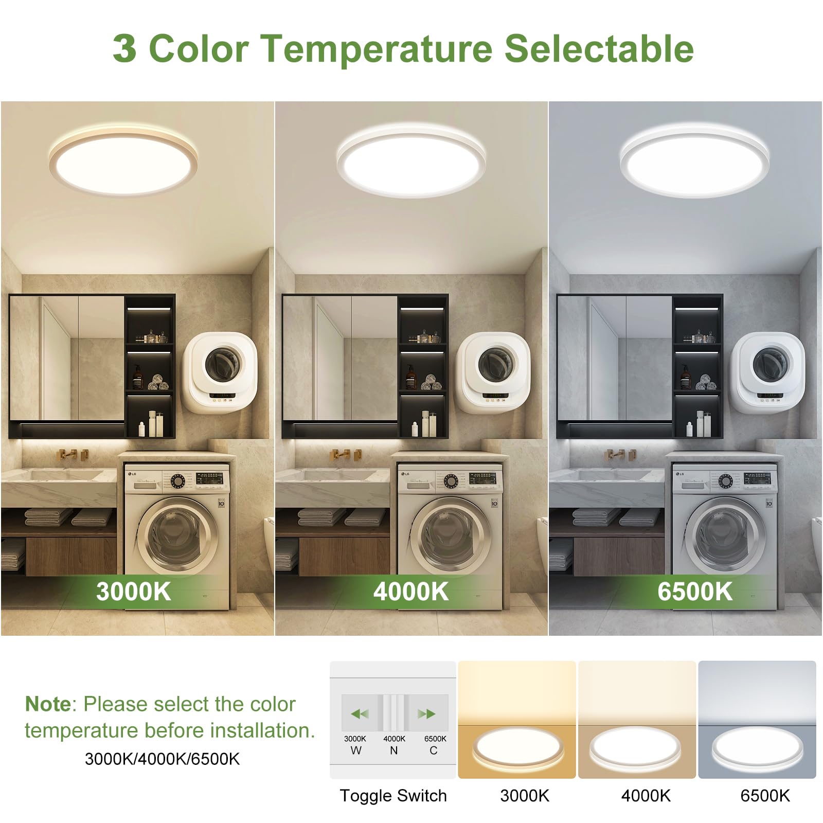 24W Motion Sensor Led Ceiling Light Wired  2400Lm 12Inch 2700K/4000K/6500K Ip54 Flush Mount Lighting Fixture With Remote  Radar Motion Activated Ceiling Lamp For Hallway Laundry Porch Stair Closet