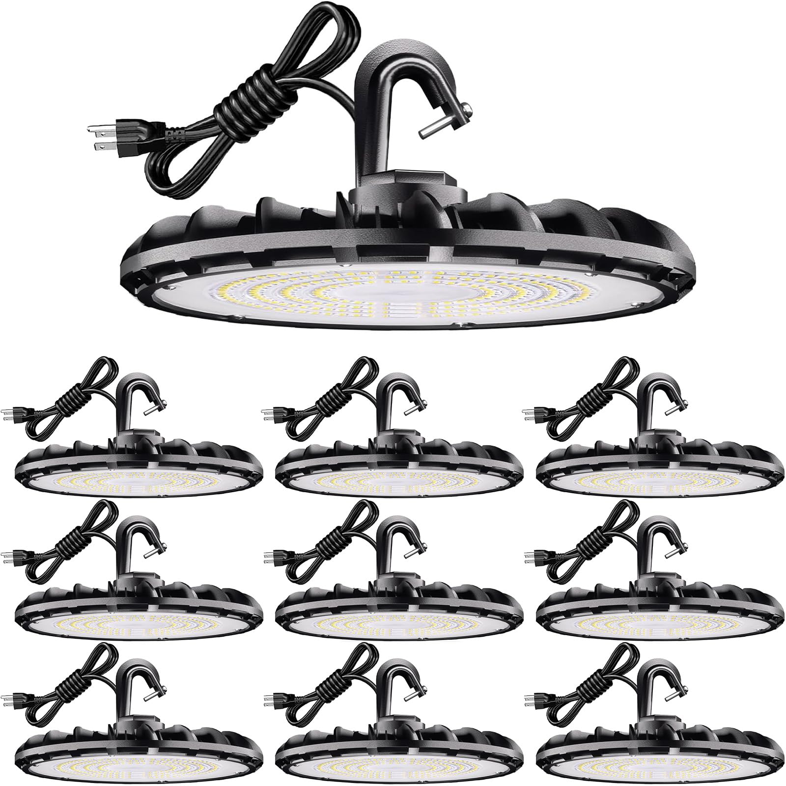 G GJIA 150W UFO LED High Bay Light & High Bay LED Shop Lights, UL Listed VA120C 5000K Daylight Commercial Lighting Plug-and-Play