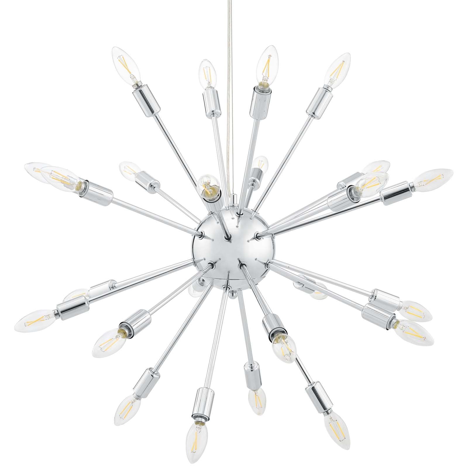 Modway Gamut Mid-Century Modern Silver Pendant Chandelier