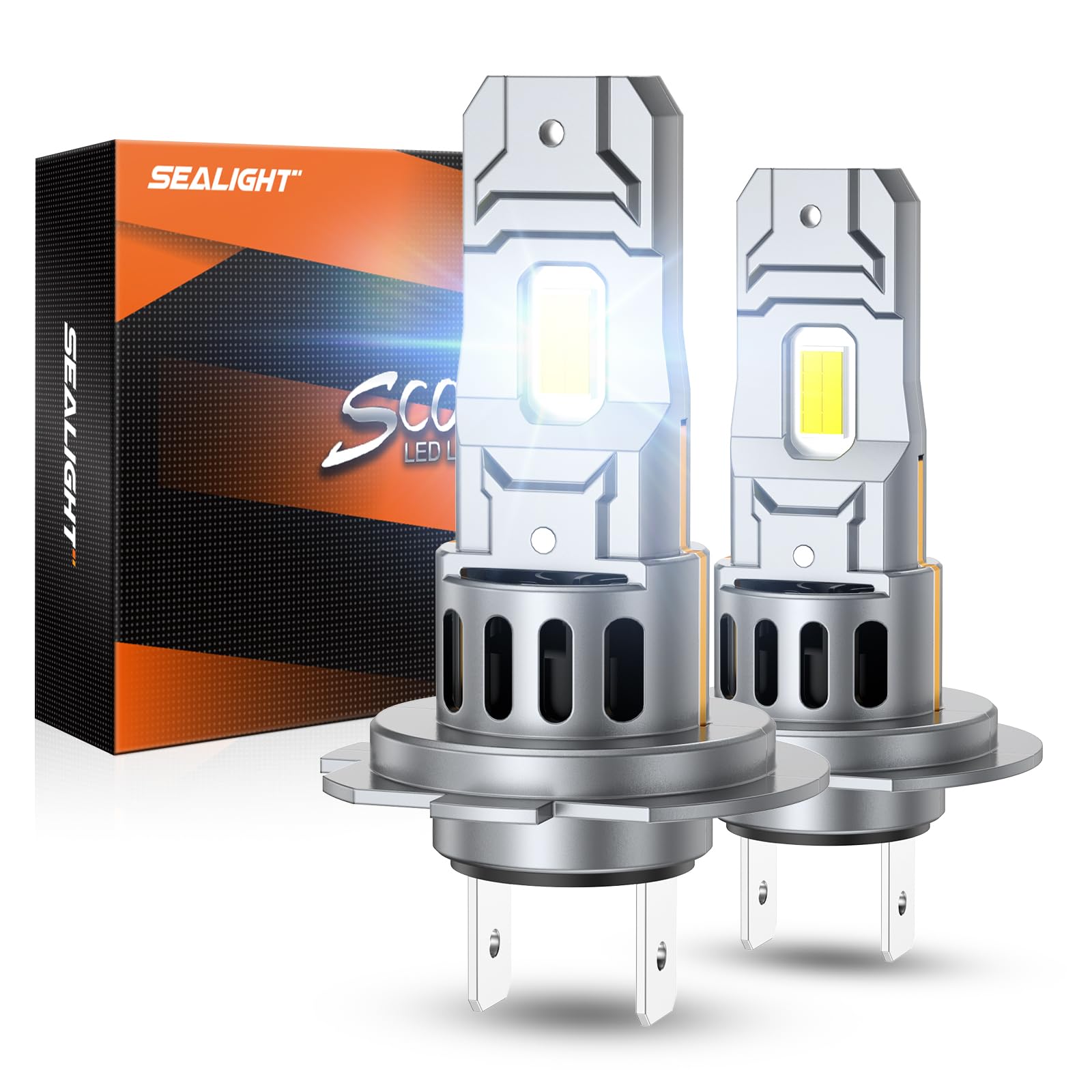 SEALIGHT H7 Light Bulbs, 28000LM 6500K Fog Lights, Plug-N-Play, Pack of 2, White