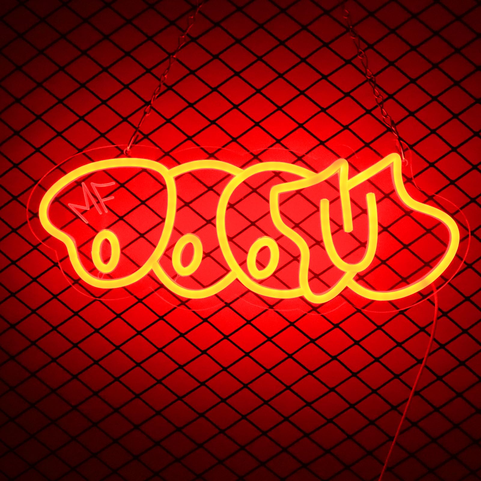 FUENDKF Neon Wall Sign - Dimmable LED Art for Music Lovers, 16" x 6", Deep Red Acrylic Decor for Man Cave, Bedroom, Hip Hop Fans