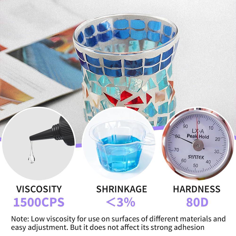 Honcaring UV Resin Kit - 60g Clear Fast Drying Glue with UV Penlight for Bonding & Repairing Plastic, Glass, Acrylic