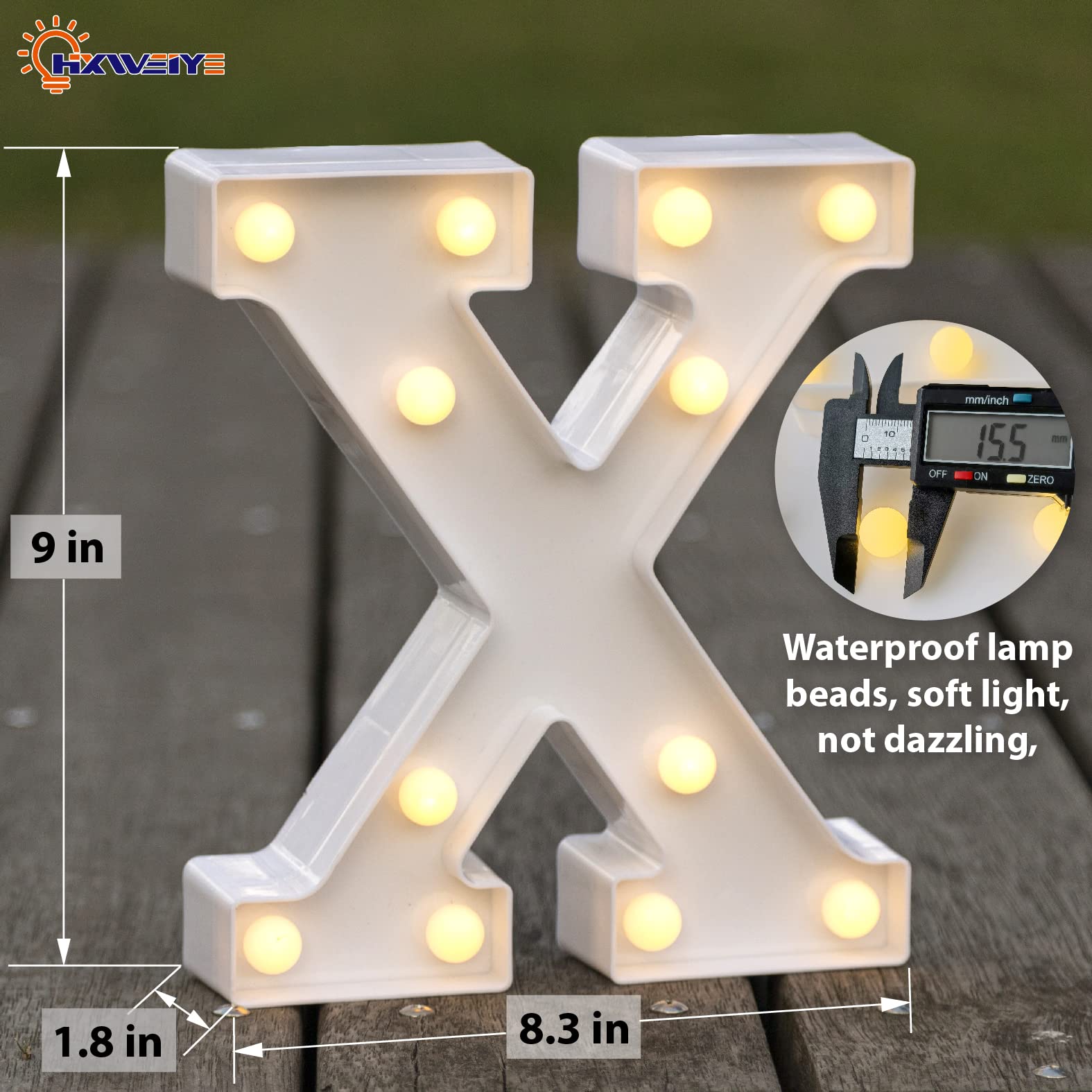 Hxweiye Led Marquee Light Up Letters X - Warm White, Battery Powered, 26 Alphabet & 10 Numbers For Parties & Decor