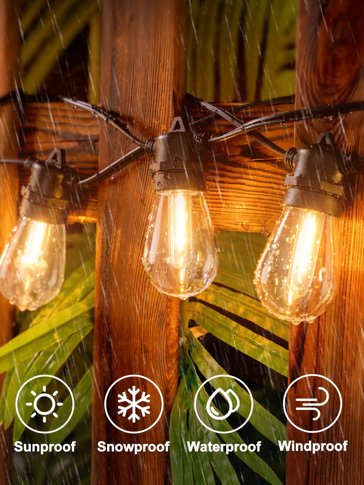 Addlon 48Ft(2Ft Space) Led Outdoor String Lights With 24 Edison Shatterproof Bulbs, Heavy-Duty And Weatherproof Strand, Commerci