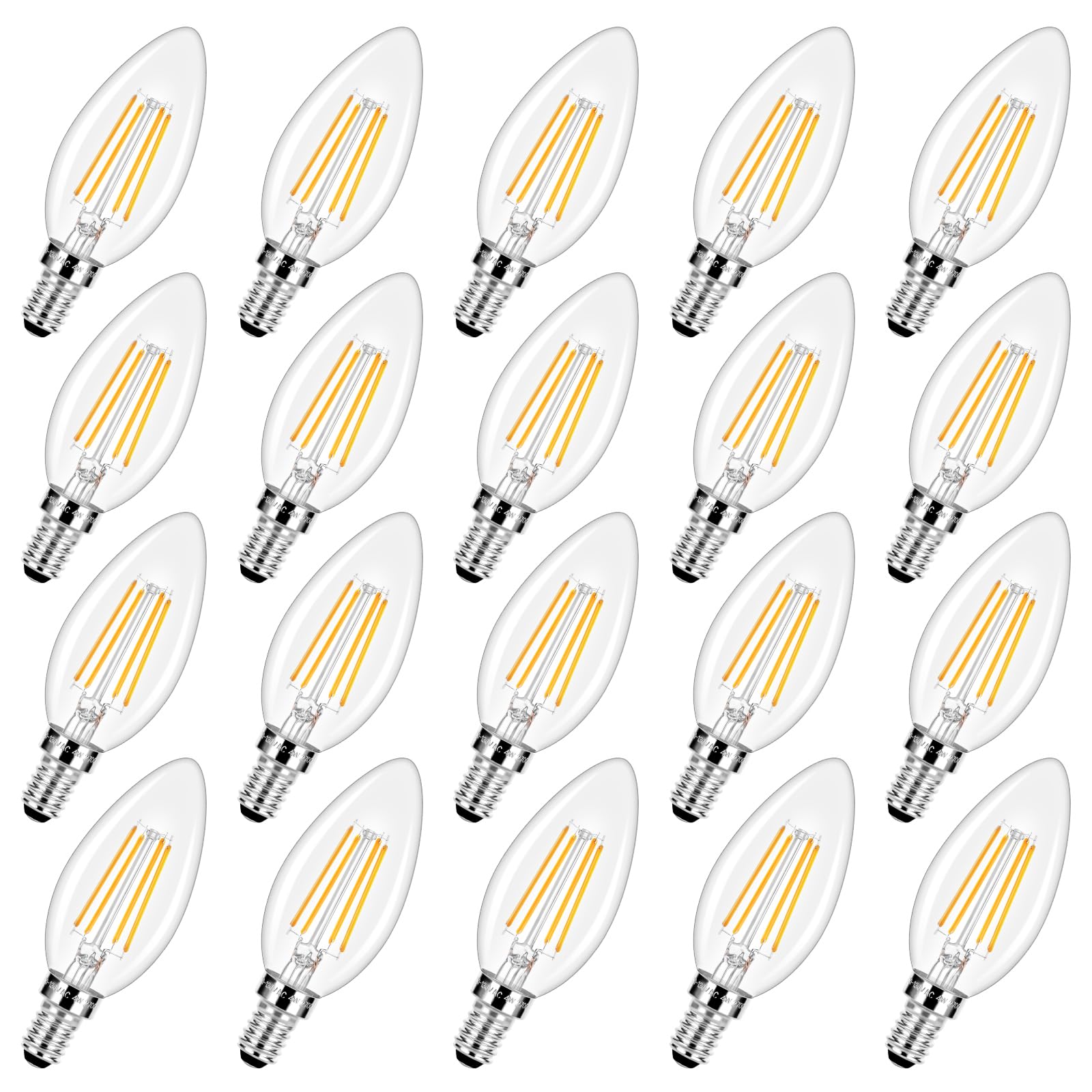 Dimmable E12 Led Candelabra Bulbs 40 Watt Equivalent, 4W Vintage Candle Light Bulbs, 470Lm Warm White 2700K B11 Edison Bulb, Fil