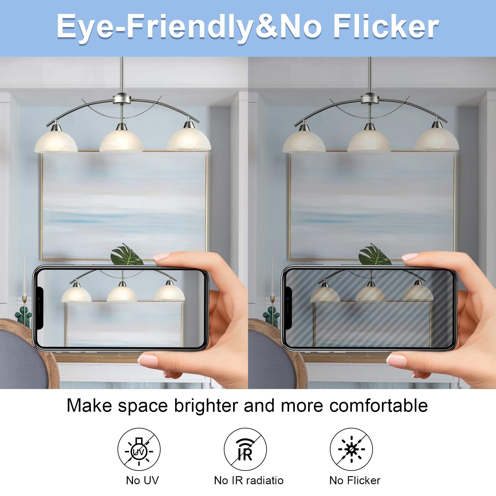 Led Light Bulbs Daylight White 5000K, 60 Watt Equivalent A19 Led Bulb, 9W E26 Standard Base, 800 Lumens 15000 Hours 120V, Non-Di