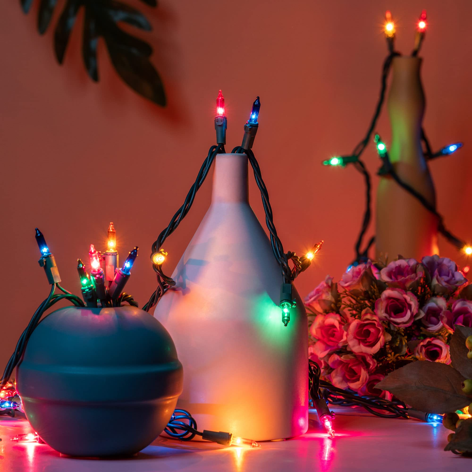 YULETIME Multicolor Christmas Lights, 66 Feet 200 Count UL Certified String Lights, 2 Sets of 33 Ft 100 Count Incandescent Mini