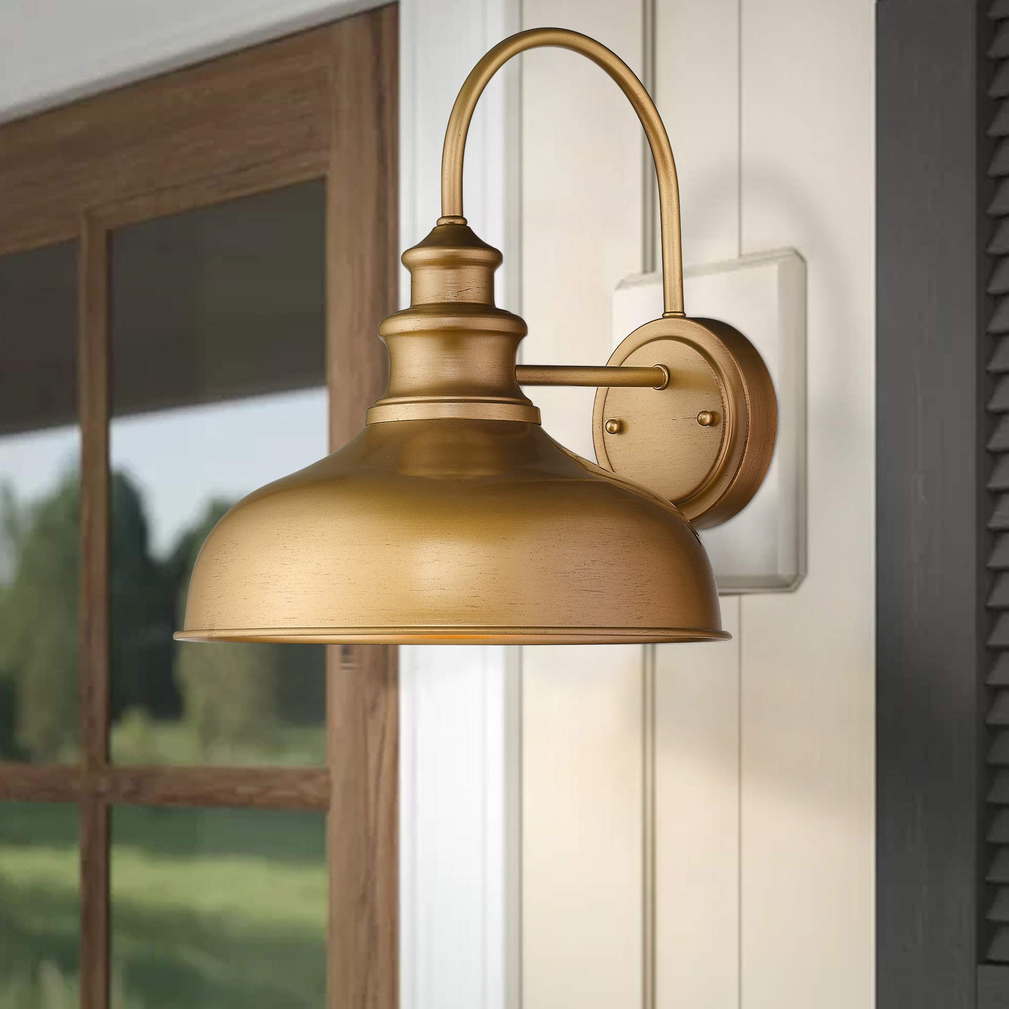 Zeyu Modern Barn Lighting, 11 Inches Gooseneck Light Fixture Indoor In Hand-Painted Gold Finish, 02A390 Ag