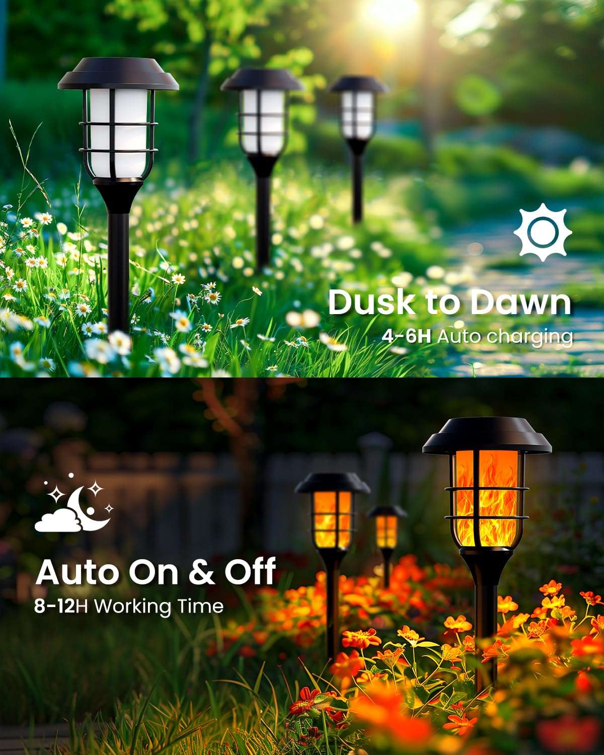 Hmdecor Solar Lights Outdoor, 6 Pack Solar Torch Light With Flickering Flame,Solar Garden Lights Waterproof For Outdoor Decor, Yard, Patio,Pathway,Walkway.