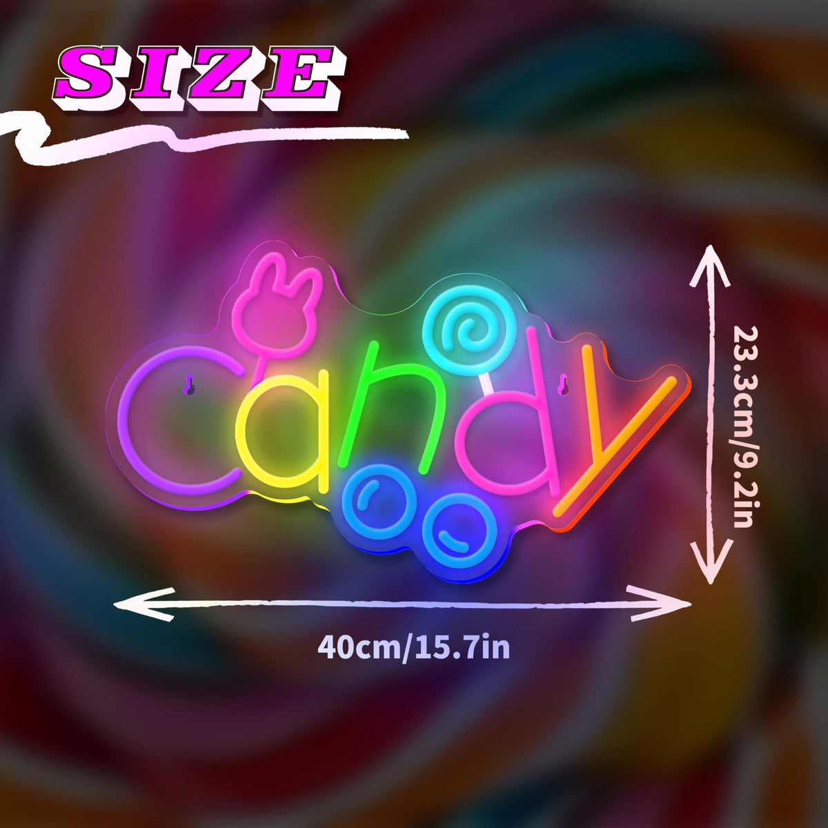 Candy Neon Sign USB Powered LED Bunny Candy Neon Signs Dimmable LED ...