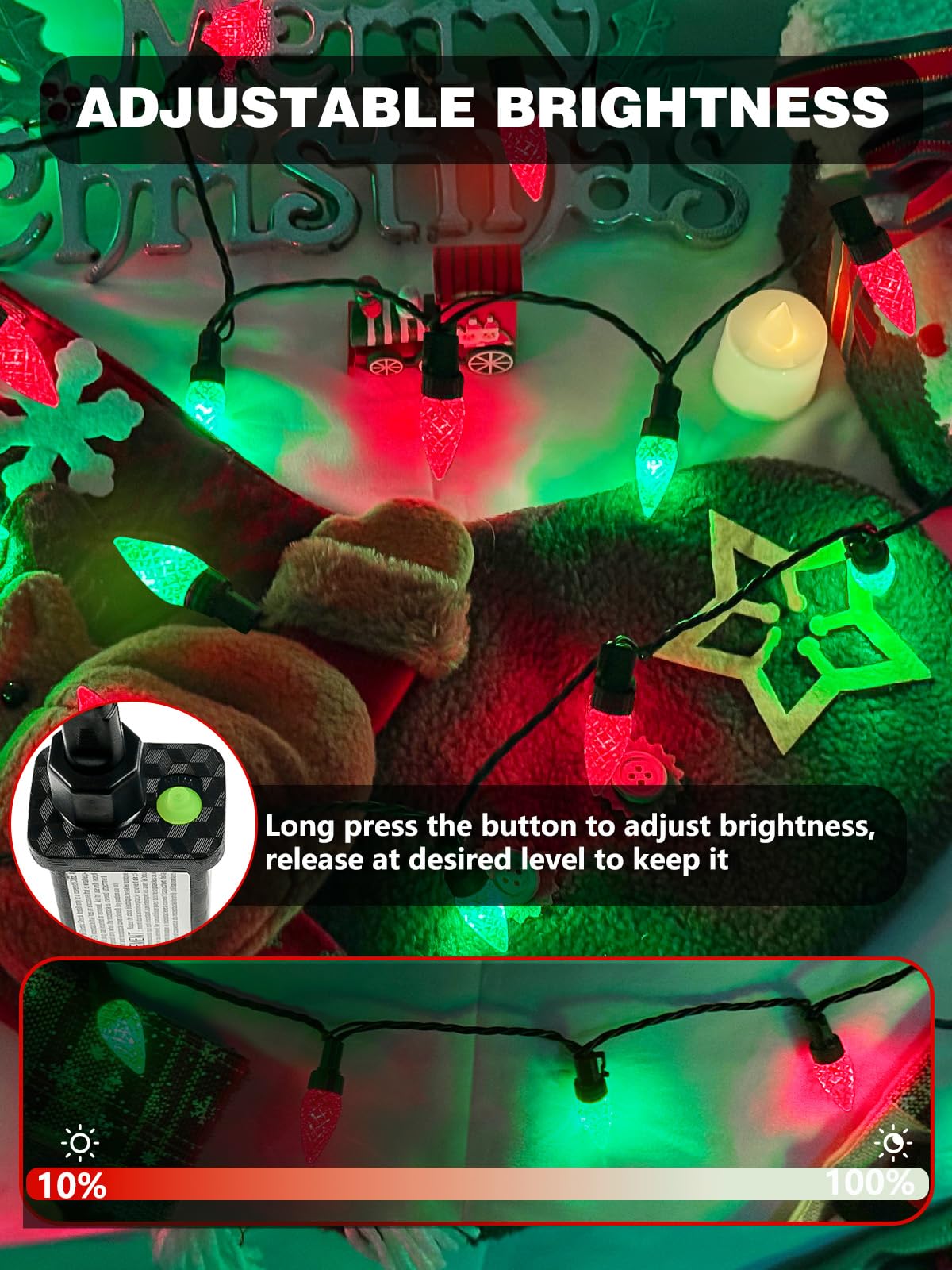 2 Pack C6 Christmas Lights Outdoor Indoor  Total 200 Led 66 Ft Connectable Christmas String Lights With Timer & 13 Modes  Waterproof Twinkle Light For Xmas Tree Party Yards Decorations (Red And Green)