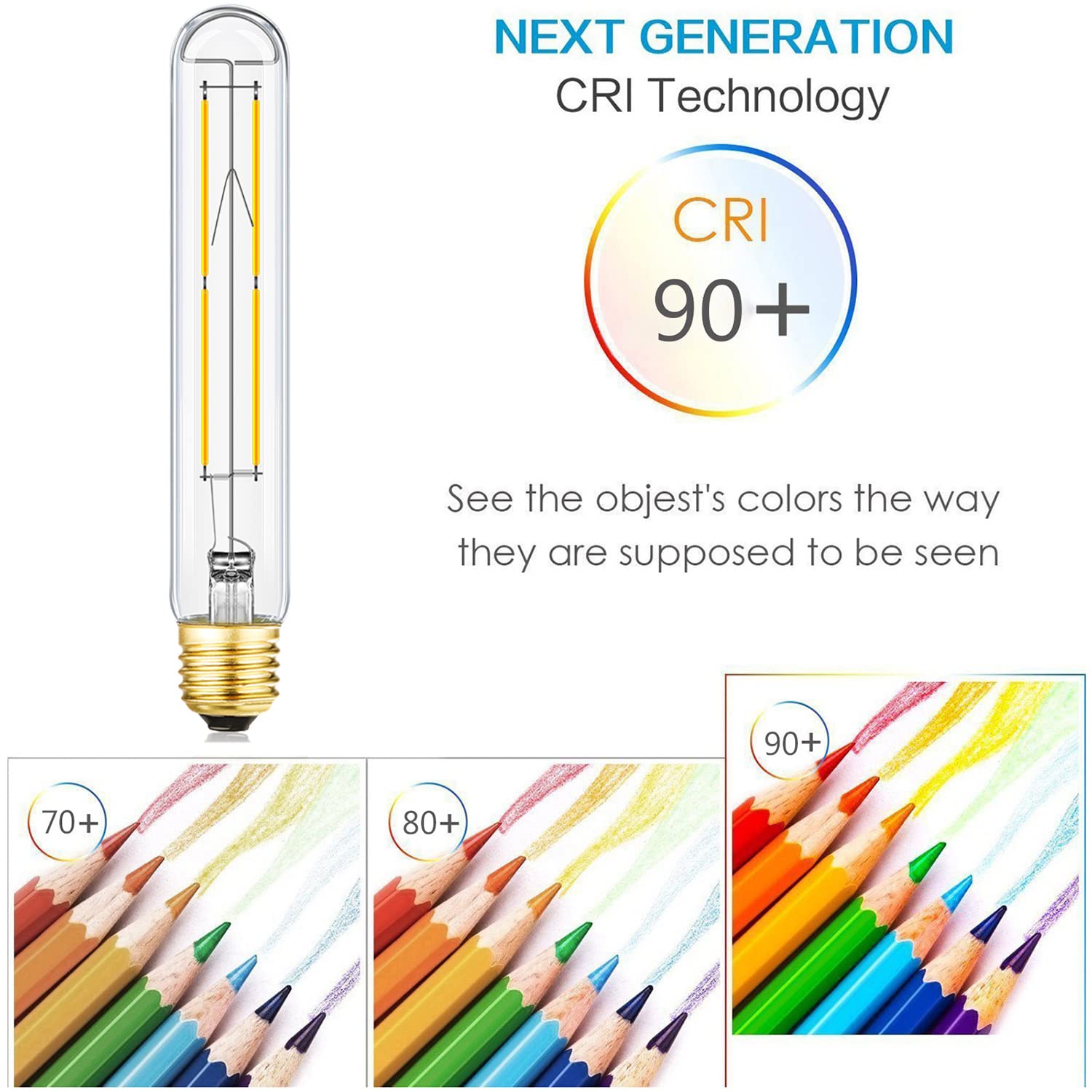 Leools T10 LED Bulb 8W Dimmable Glass 4000K Daylight White 800lm 4 Count