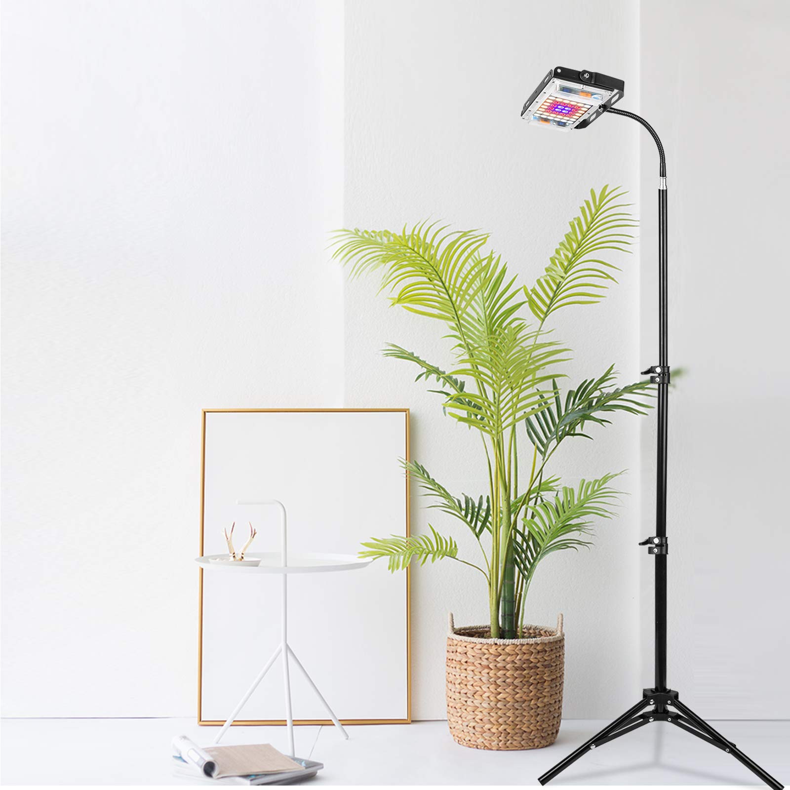 LBW Grow Light, Full Spectrum 150W LED Floor Plant Light, Adjustable Tripod Stand 15-48 inches, Medium-One Head, Aluminum