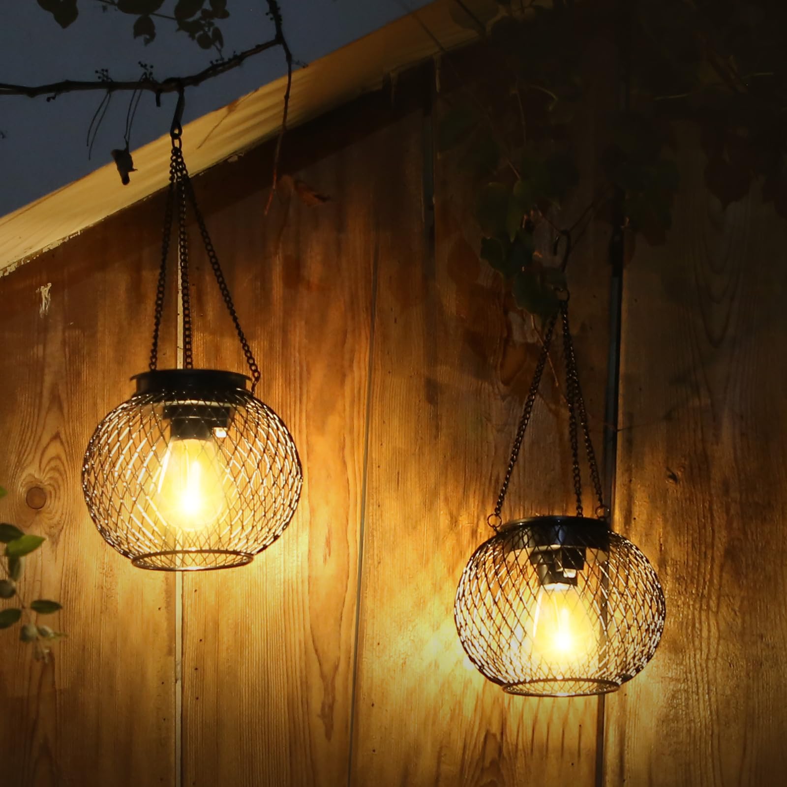 Solar Lanterns Outdoor, Ortiny Upgraded Solar Lights For Outside Decorative Outdoor Hanging Lights For Halloween Christmas Waterproof Retro Powered Lighting For Yard Garden Patio Pathway Tree,2 Pack
