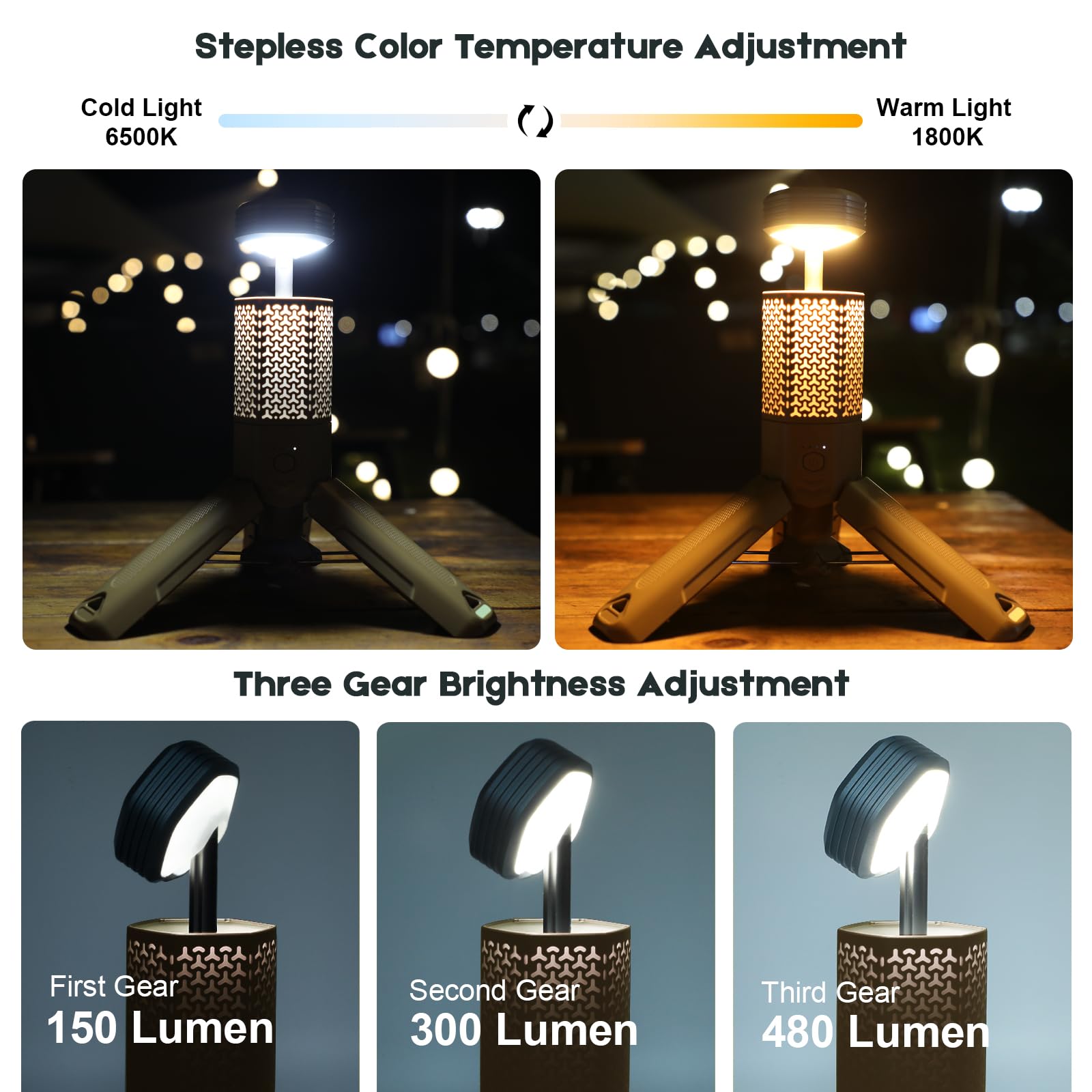Telescopic Camping Lights,Portable Camping Lantern with Storage Bag,10500mAh Rechargeable Outdoor Adventure Emergency Light,Wate