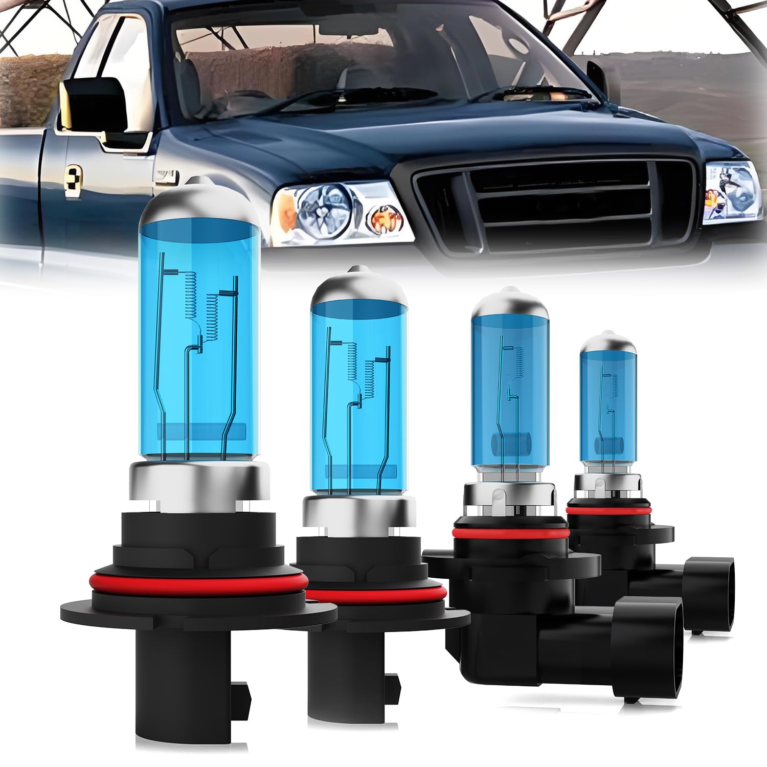 LECCIBUB Headlight Bulbs Compatible With Ford F250 Super Duty 1999-2004, 9007 High Low Beam + 9145 Fog Lights Halogen Light Bulb