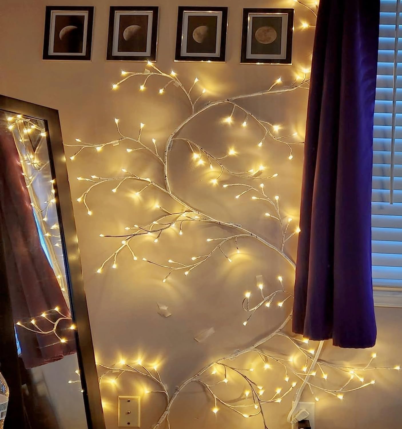 Willow Vine Lights With Remote For Wall: 7.5Ft Led Enchanted Vines Light Diy White Birch Tree Light For Room And Home Decor - Flexible Lighted Branches Light For Halloween & Christmas Decorations