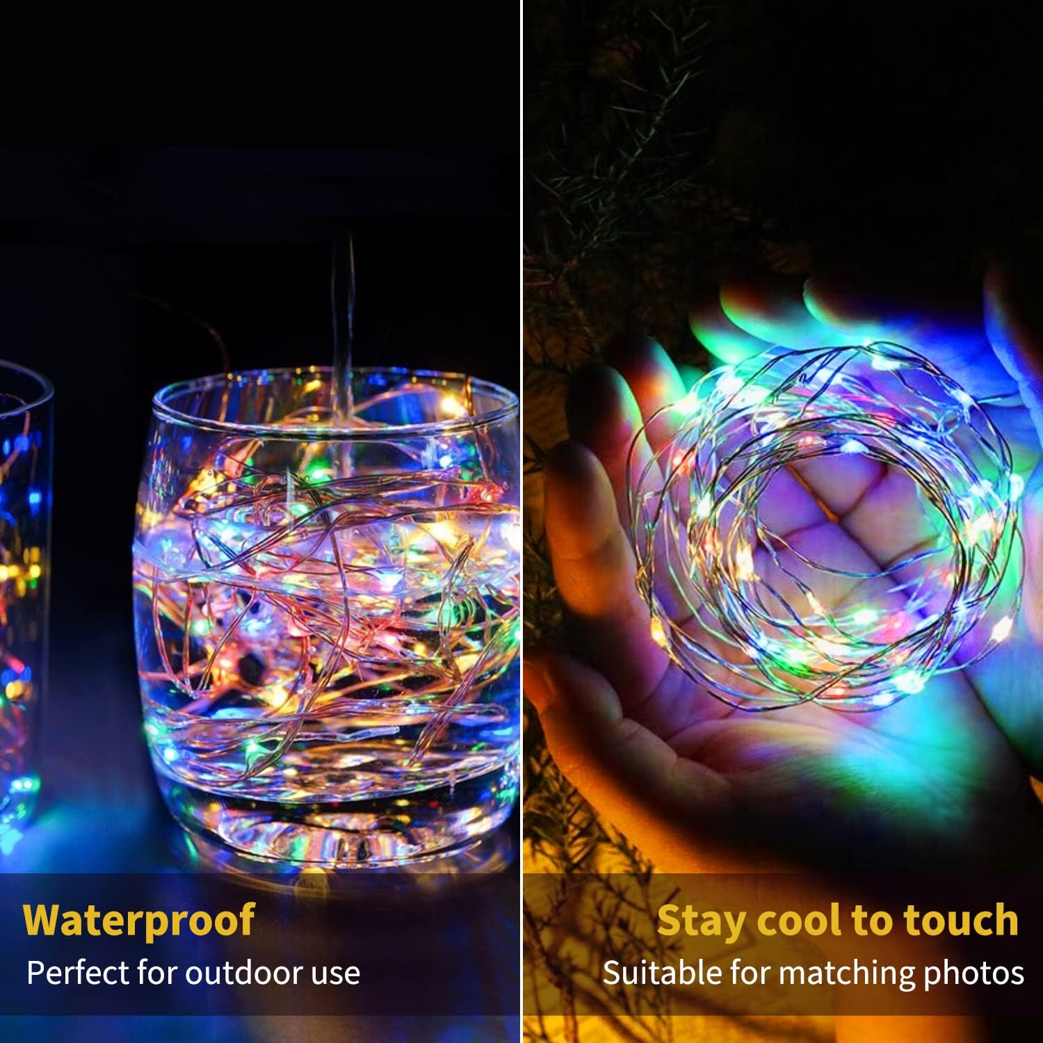 Brightown 12 Pack Multi-Color Fairy Lights Battery Operated String Lights - 7Ft 20 Led Waterproof Short Micro Firefly Lights For Christmas Decor, Diy Craft, Wedding Table Centerpieces, Flowers