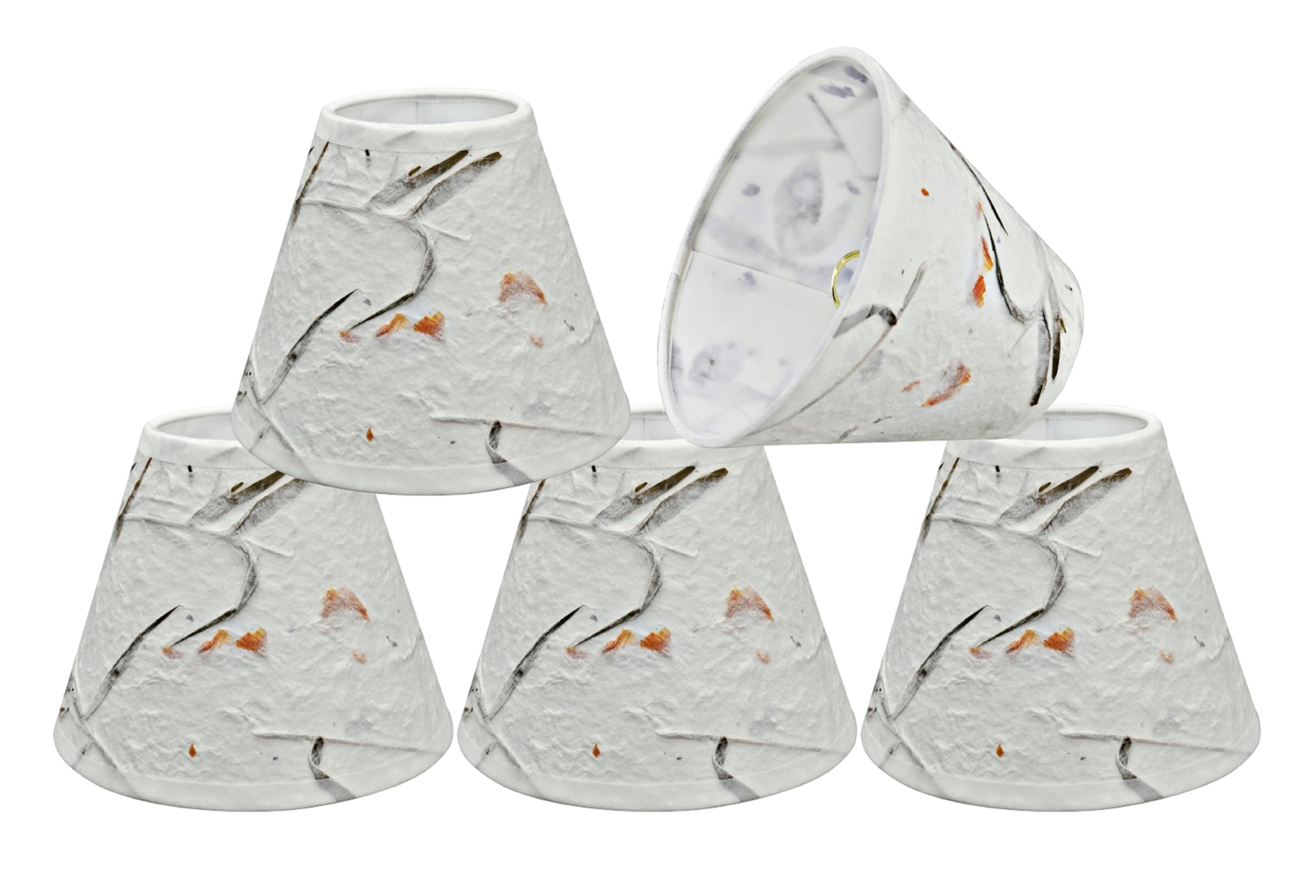 Aspen Creative 32115-5, Empire Clip-On Chandelier Lamp Shade, Off-White, 3'' Top X 6'' Bottom X 5'' Slant Height, Set Of 5