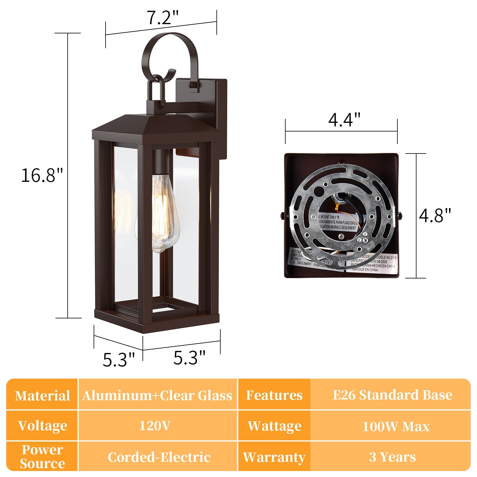 Snru 17 Brown Large Exterior Lighting Fixtures 2Pack  Waterproof Outdoor Wall Porch Lights Sconces Wall Mount  Coach Lights For Garage Carriage Lights Exterior For House