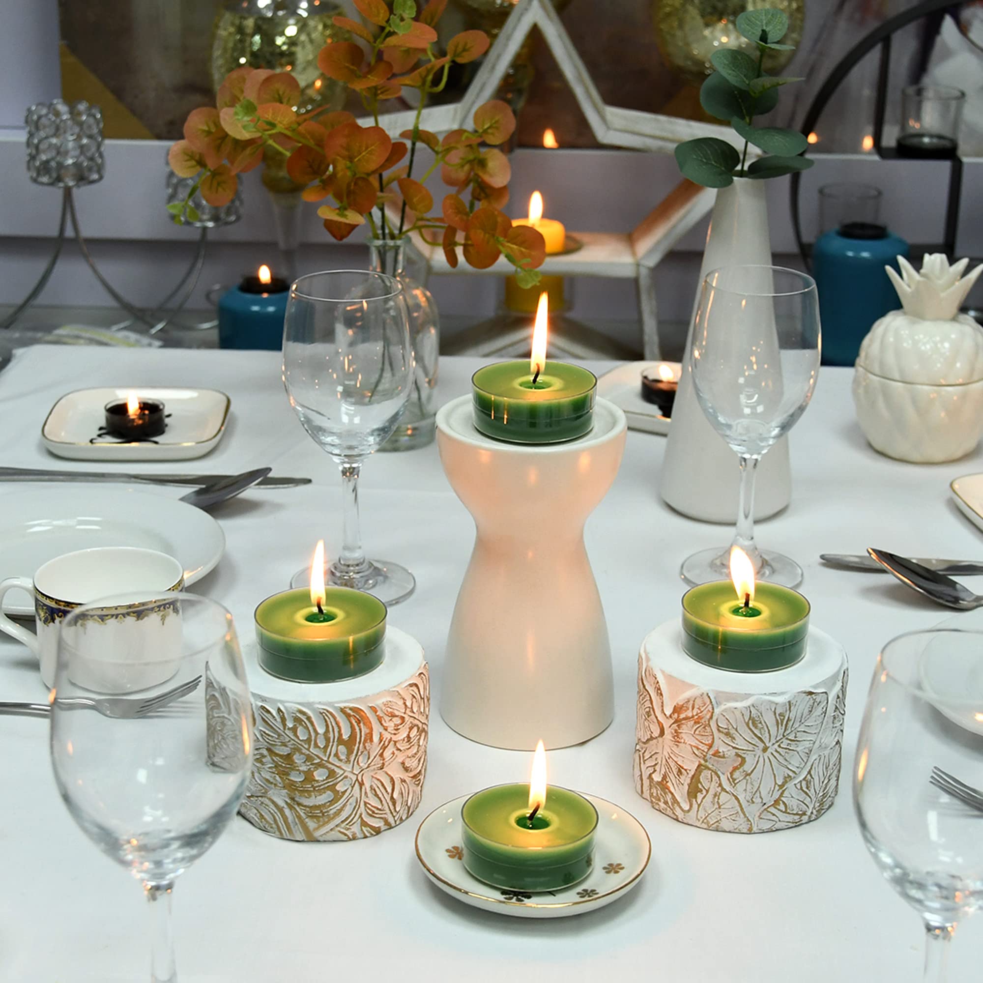 Zest Candle 12-Piece Tealight Candles, Mega Oversized Hunter Green S