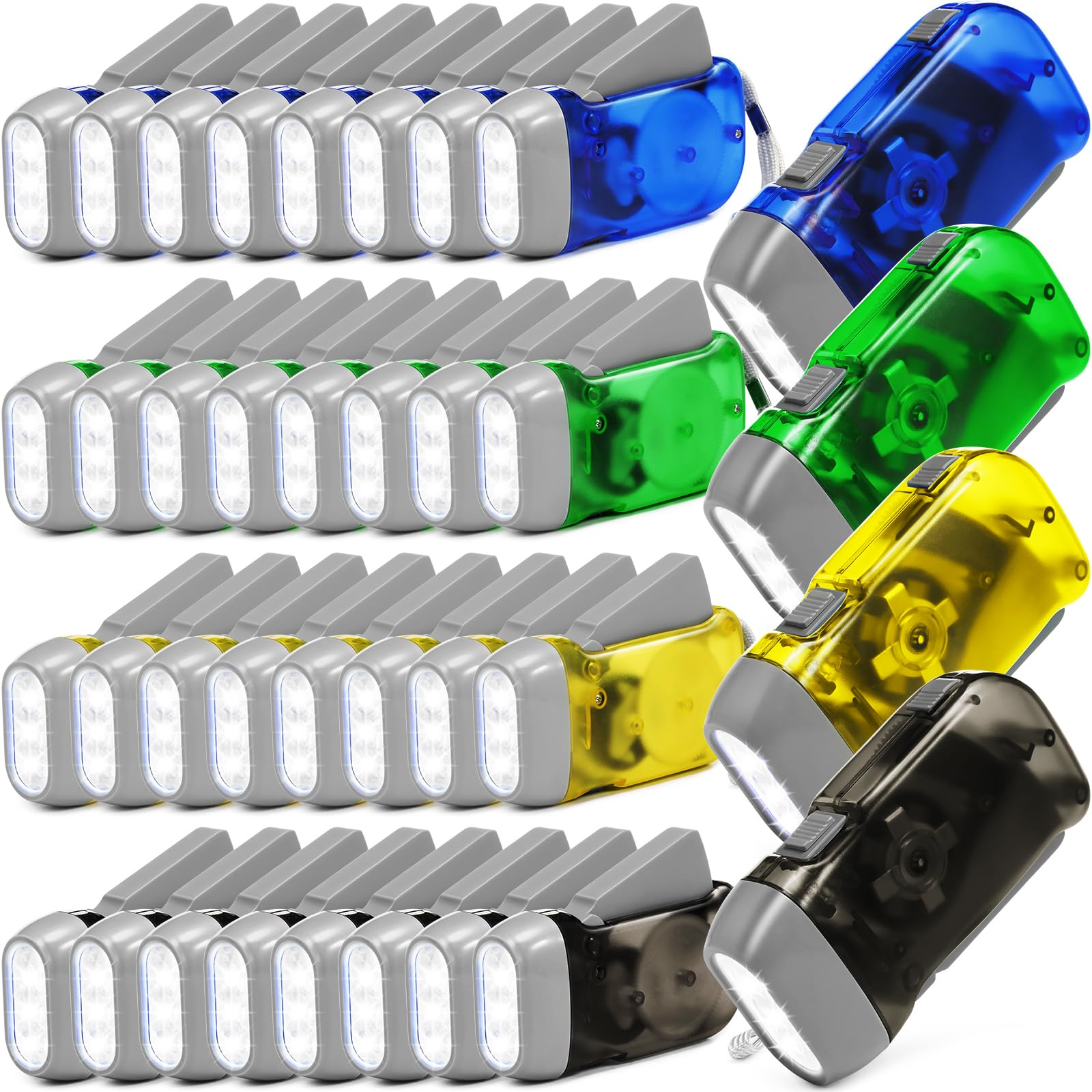 Treela 36 Pcs Hand Crank Flashlights Operation Christmas Bulk Items Squeeze Flashlight No Battery Required Torchlight 3 Powered 