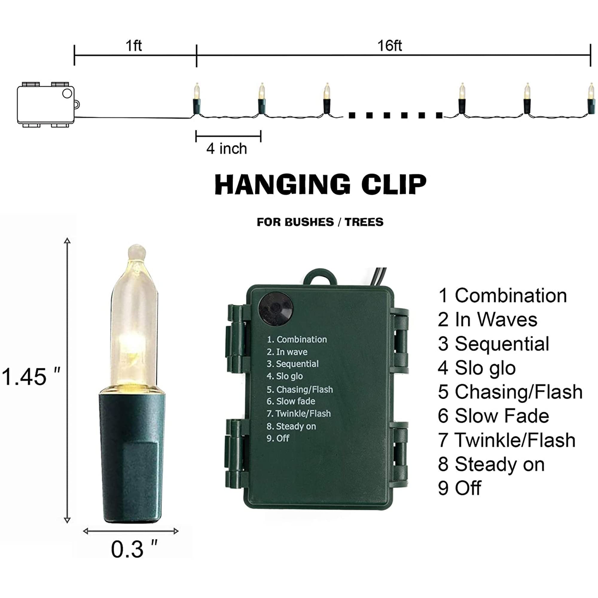 Funpeny Battery Operated Christmas 50Led Clear Mini String Lights,4 Pack 16 Ft Waterproof Fairy Lights With 8 Lighting Modes, Xmas Decorations For Indoor Outdoor Garden Party Decor (Warm White)